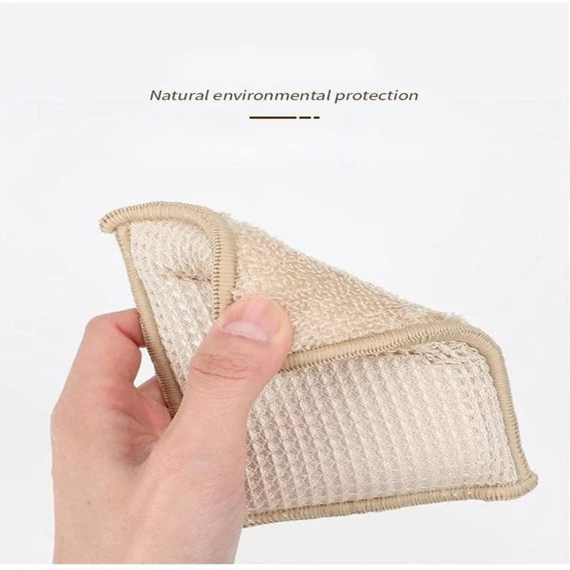 FGFG 6 Pack Reusable Kitchen Sponge, Durable Bamboo Sponges for Washing Dishes, Natural Bamboo Fiber Dish Scrubber Brush (Light Yellow)