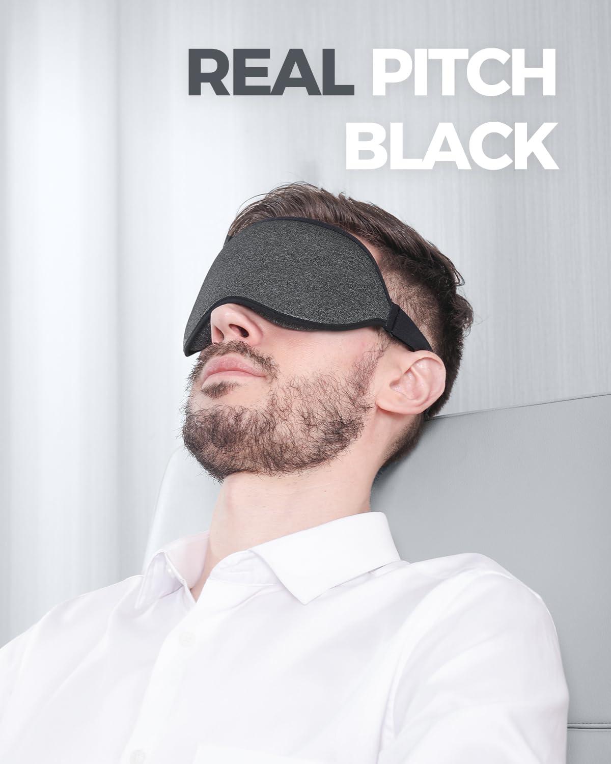 MZOO MZOO Luxury Sleep Mask for Back and Side Sleeper, Completely Block Out Light Sleeping Eye Mask for Women Men, Zero Eye Pressure 3D Contoured Night Blindfold, Breathable & Soft Eye Shade Cover