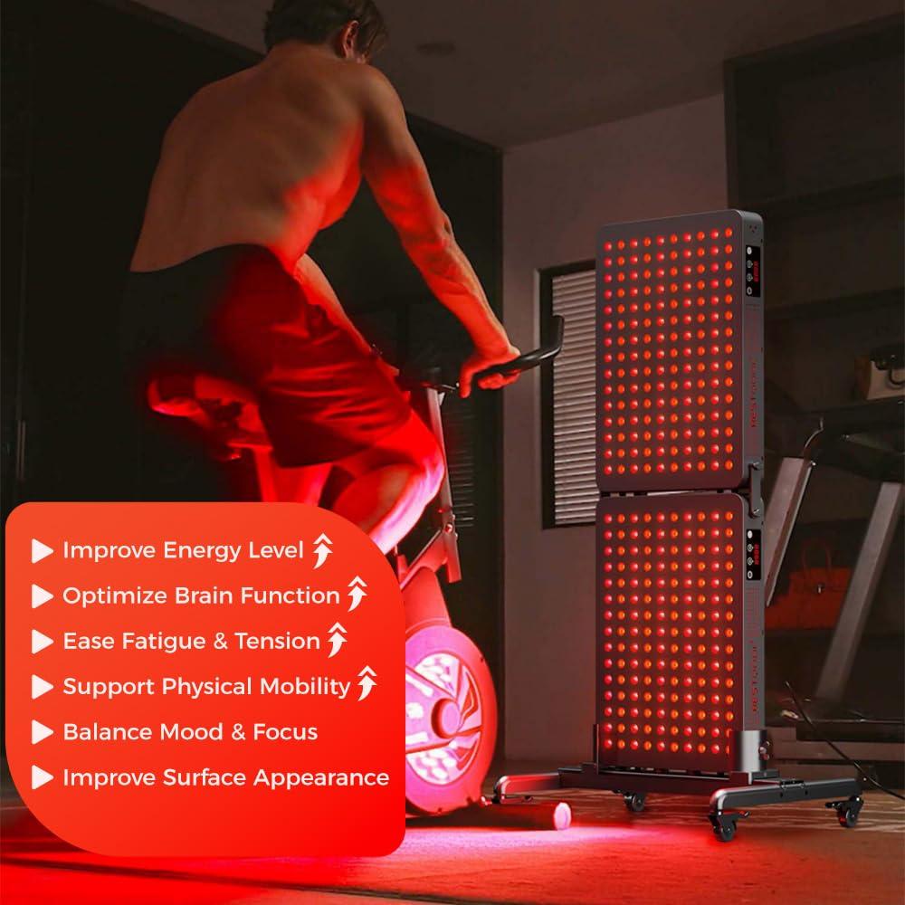 Bestqool Bestqool Red Light Therapy Device, 4 Wavelengths Full Body Near Infrared Light Therapy, Elite Grade Dual Chip 150 LEDs, High Power Output Red Light Panel for Anti-Aging, Pain Relief. 250W.