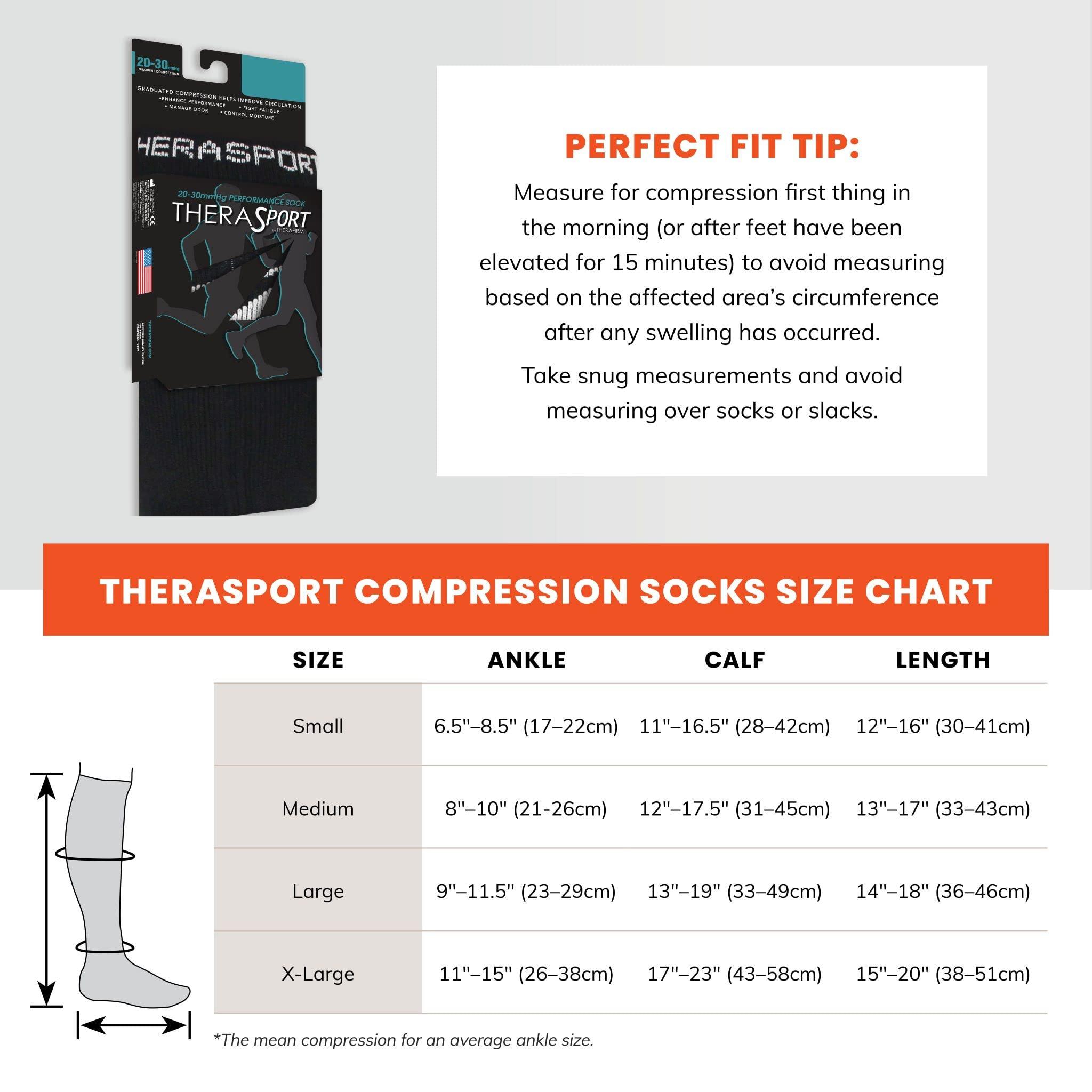 THERASPORT THERASPORT 20-30mmHg Moderate Compression Athletic Performance Socks (Blue, Medium)