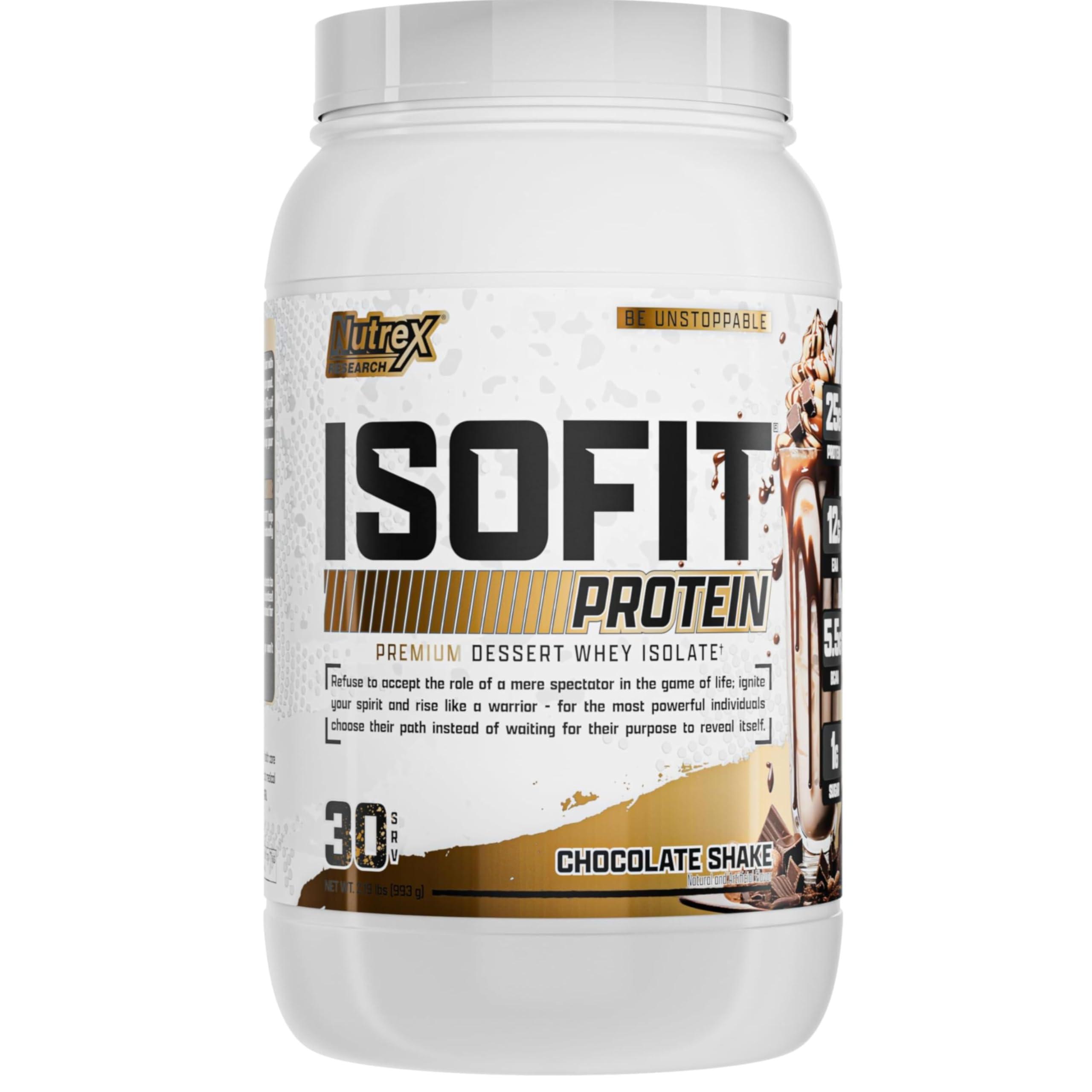 Nutrex Research Nutrex Research IsoFit Chocolate Whey Isolate Protein Powder 100% Whey Protein Isolate | Muscle Recovery, Naturally High EAAs | Fast Absorbing, Easy Digestion | (Chocolate Shake 2lbs 30 Servings)