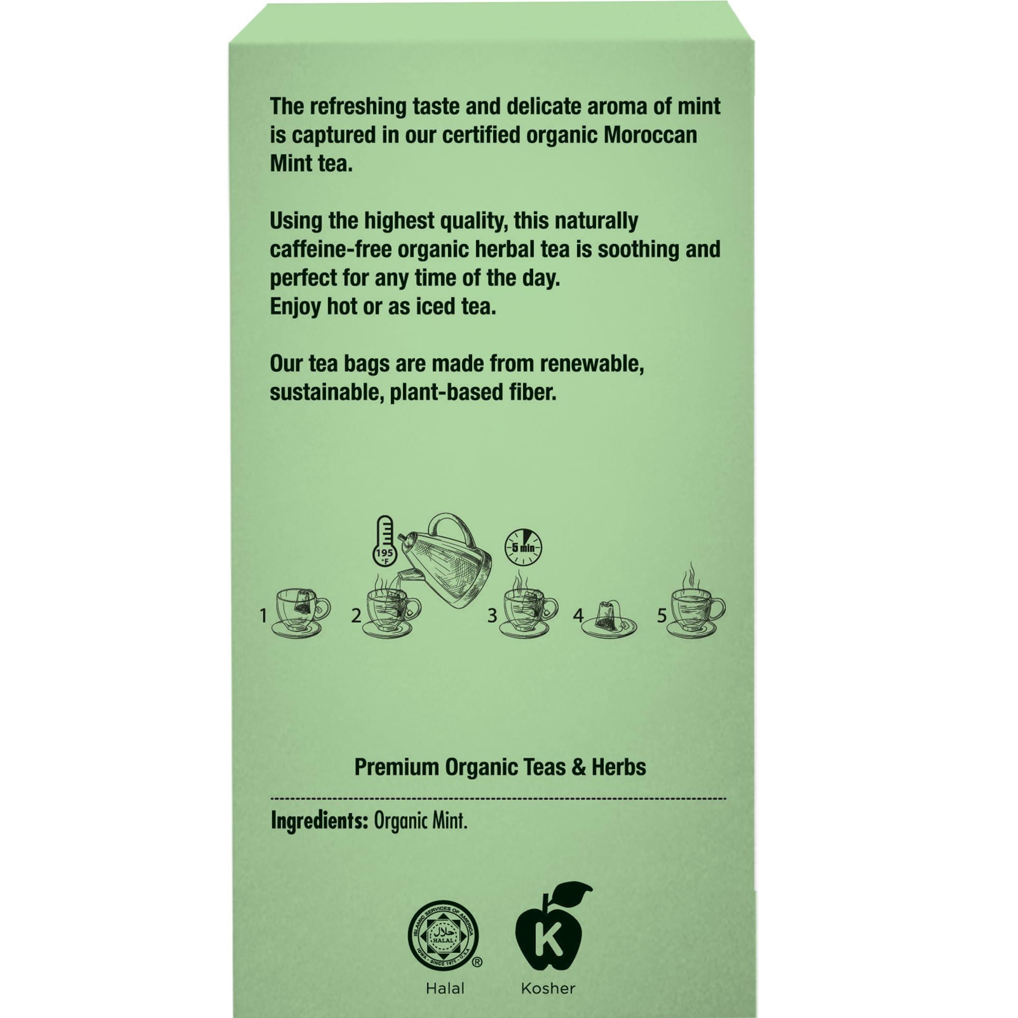 Sadaf Sadaf Organic Moroccan Mint Tea - Mint Tea Bags - Ideal for Hot or Iced Tea - Organic Herbal Tea - Kosher - 18 Wrapped Tea Bags