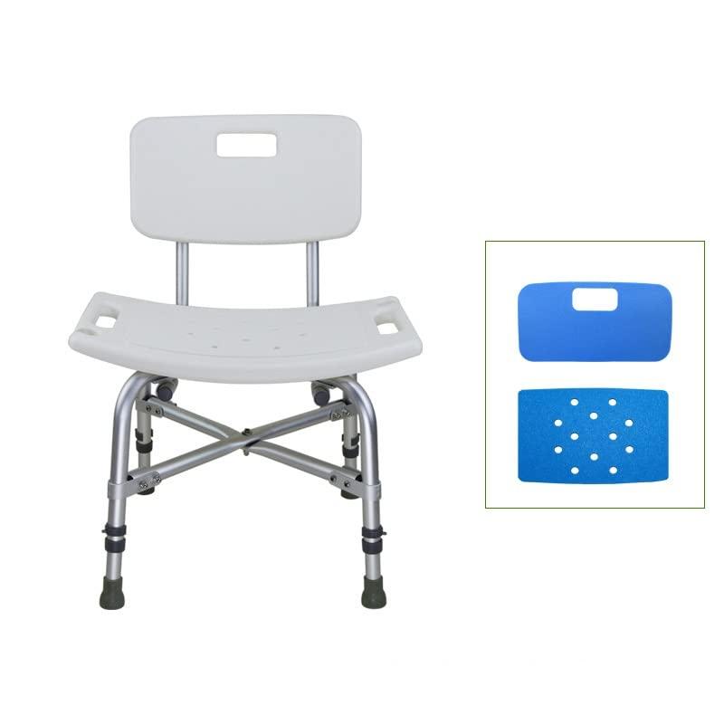 YOODODO YOODODO Heavy Duty Shower Stool, Elderly Disabled Ergonomic Aid Bathroom Seat Height Adjustable Easy Tools-Free Assembly Bench Shower Chair, 51cm, White