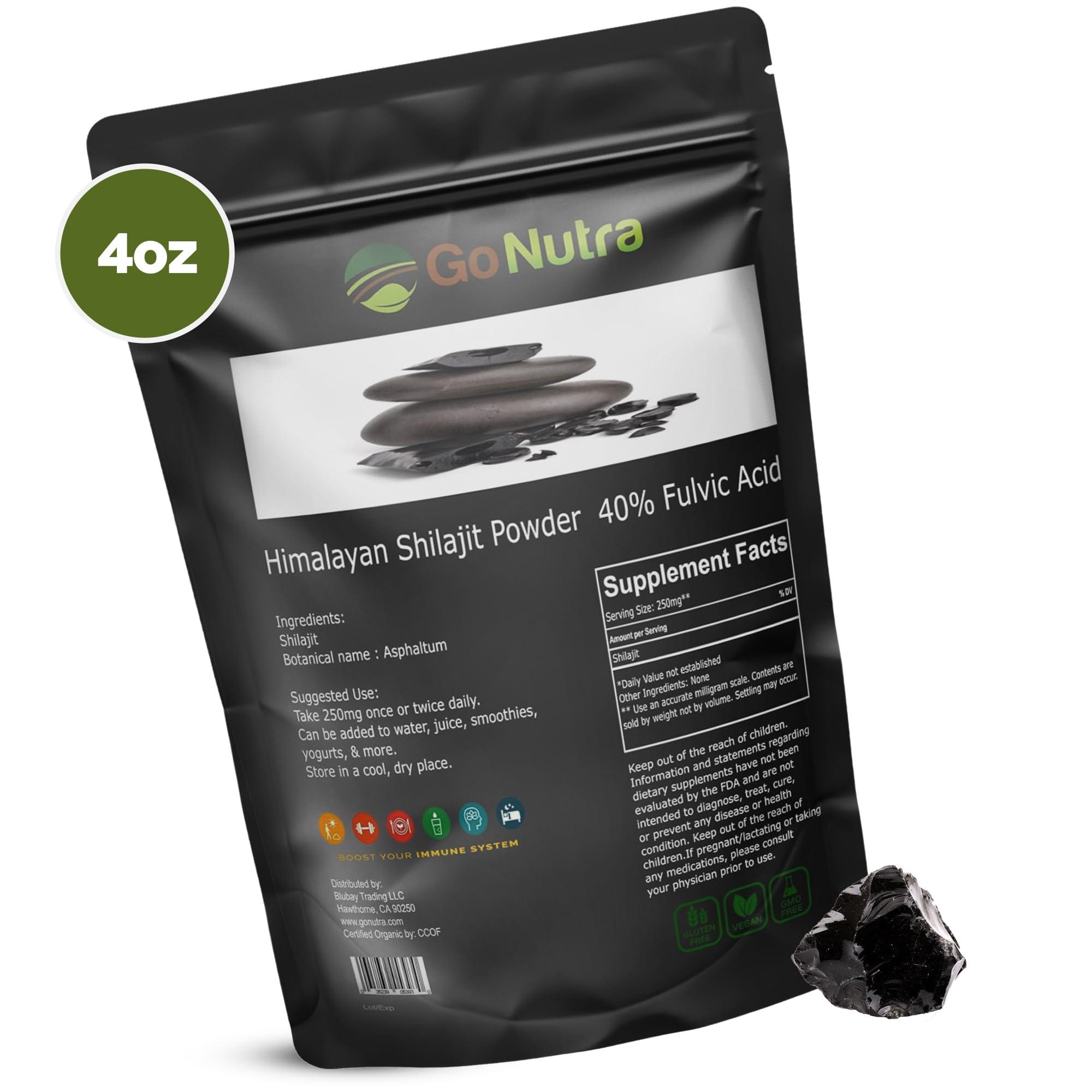 Go Nutra Go Nutra Shilajit Powder Pure Himalayan Shilajit 40% Fulvic Acid Trace Minerals - 4oz.