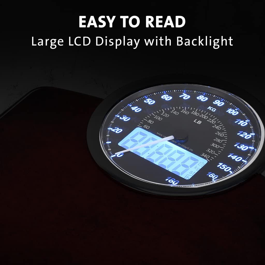 EILISON EILISON Highly Advance 2-in-1 Digital & Analog Weighing Scale for Body Weight-400lbs, 4 High Precison GX Sensor Accurate, Thick Tempered Glass, Extra Large Display (red)