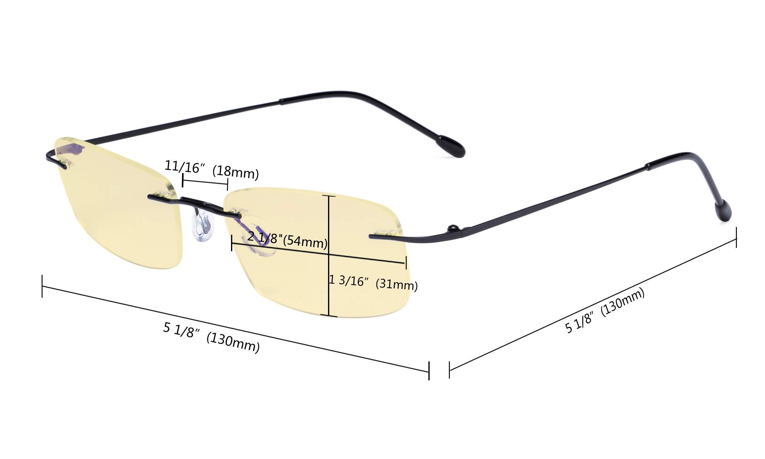 Eyekepper Eyekepper Computer Glasses Blue Light Blocking-Flexible Rimless Eyeglases Men Women Yellow Tinted,Silver