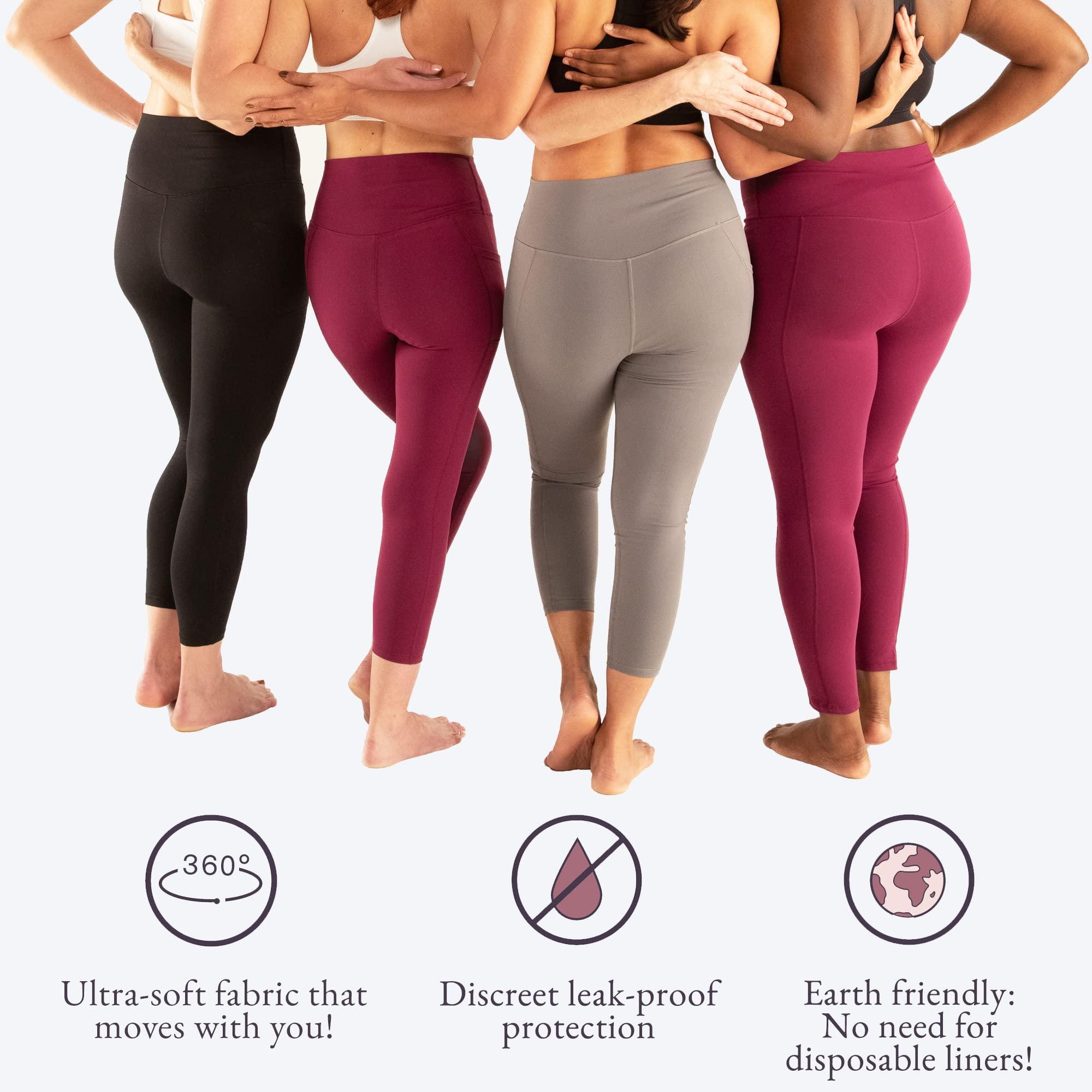 LUMANA LUMANA Leakproof Womens Leggings: Bladder Control Athletic Bottoms - Leggings with Pockets Designed with Built-in Bladder Leakage Pads for Women, 22" Inseam (Plum, 3X)