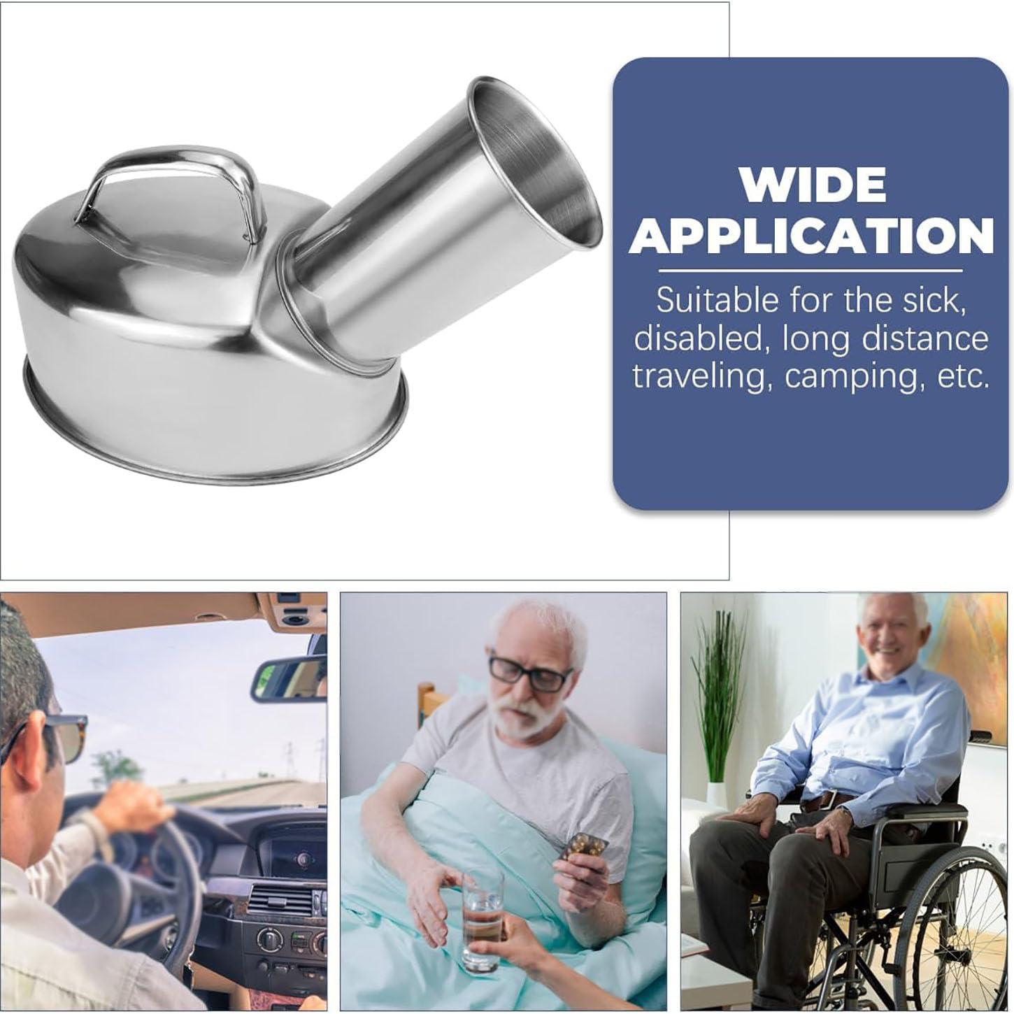 HAILM HAILM Stainless Steel Pee Bottle for Men, Portable Urinals for Men, 1300 Ml Large Capacity Urinal Bottles for Men, Elderly Children\'s Urine Collector for Travel, Emergency, Silver