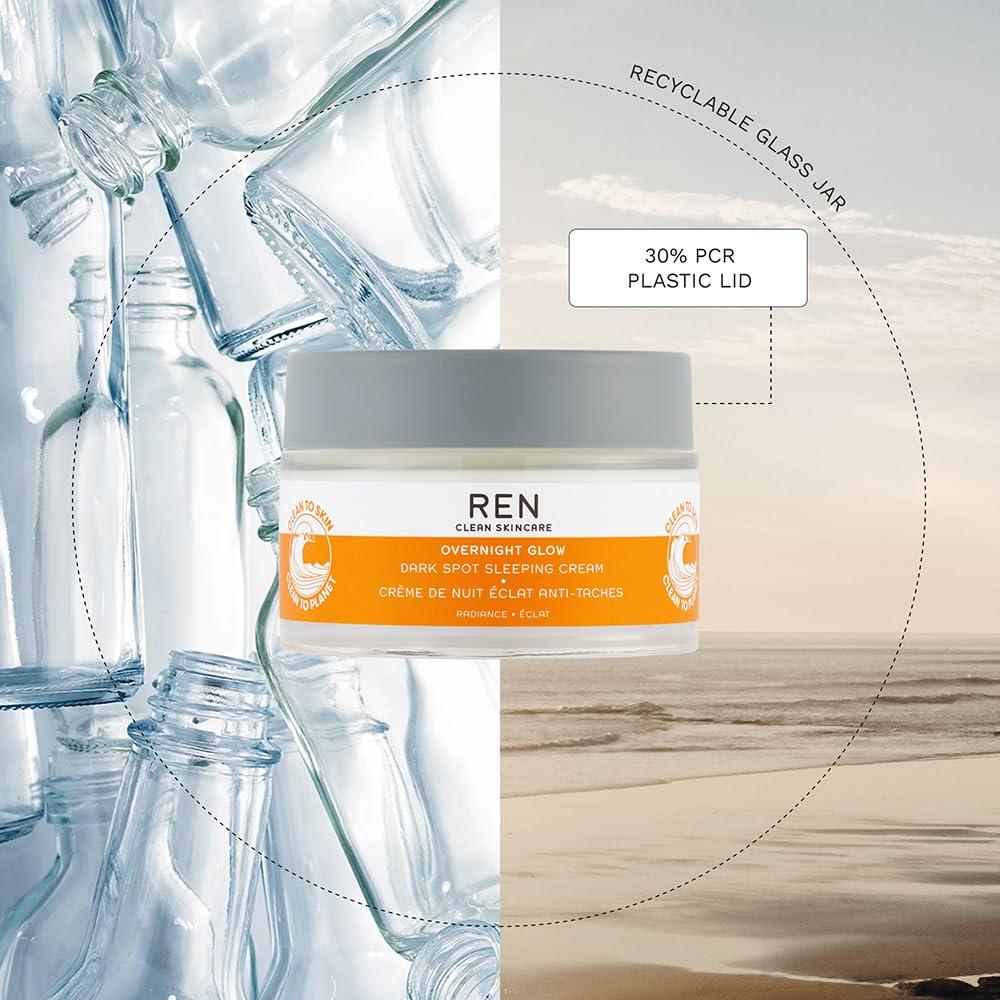 REN Clean Skincare REN Clean Skincare - Dark Spot Overnight Cream - Targeted Hyperpigmentation, Acne Scar & Sun Spot Remover for Face - Hydrates & Evens Skin Tones for Radiant Complexion - 1.7 Fl oz