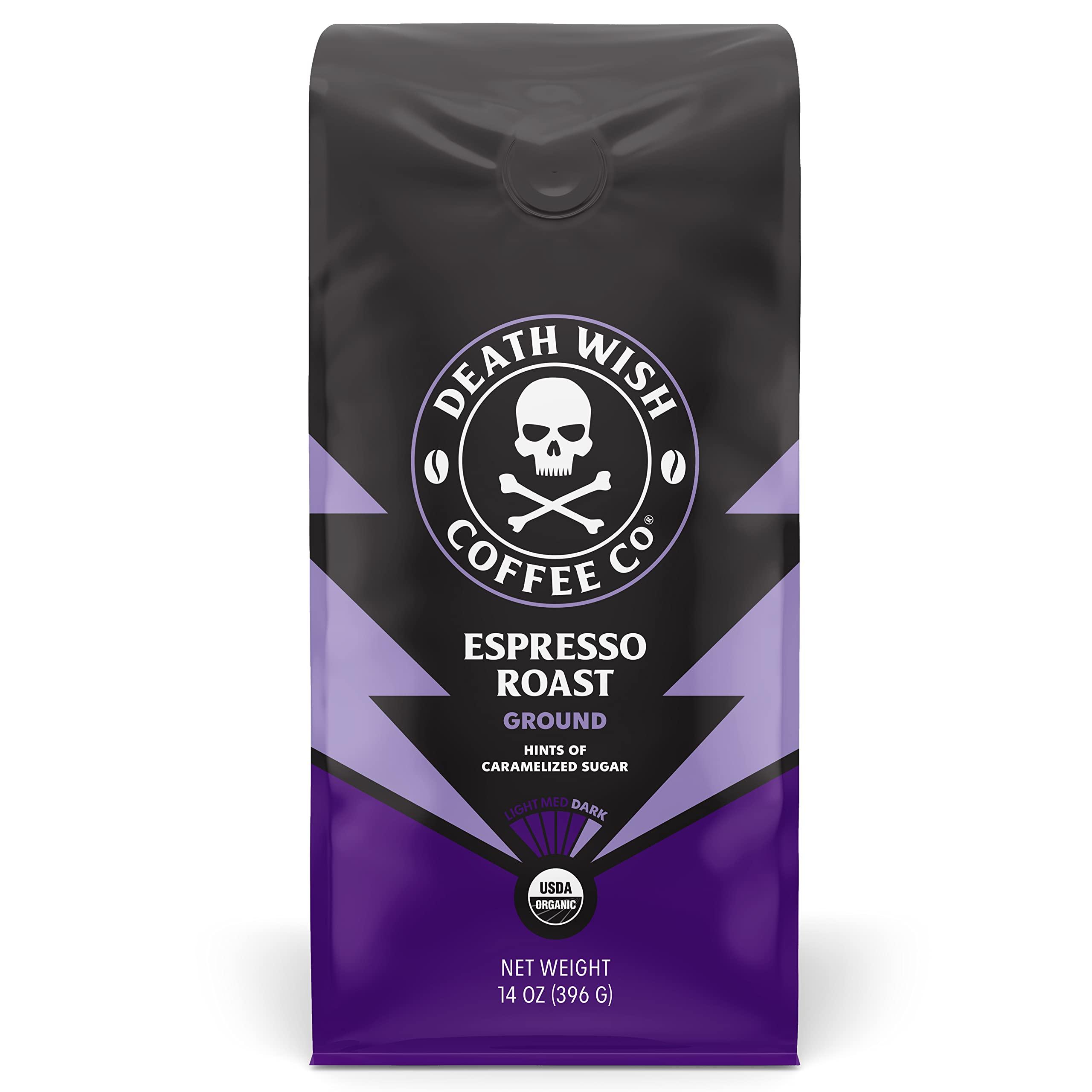 Death Wish Coffee Co. Death Wish Coffee Co., Organic and Fair Trade Espresso Roast Ground Coffee, 14 ounce (Pack of 1)