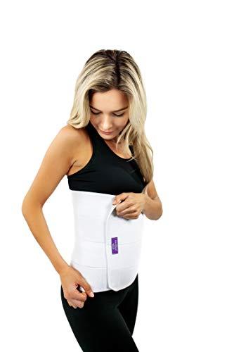 ContourMD Abdominal Binder Post Surgery Compression Wrap - Torso Liposuction, Mommy Makeover, and Tummy Tuck Compression Garment - White 12in Postpartum Belt and C-Section Recovery Belly Band (S13-12) Large