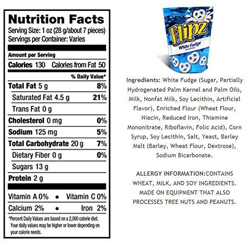 FLIPZ Flipz White Fudge Covered Pretzels, 7.5 Ounce Stand Up Pouch -- 8 per case.