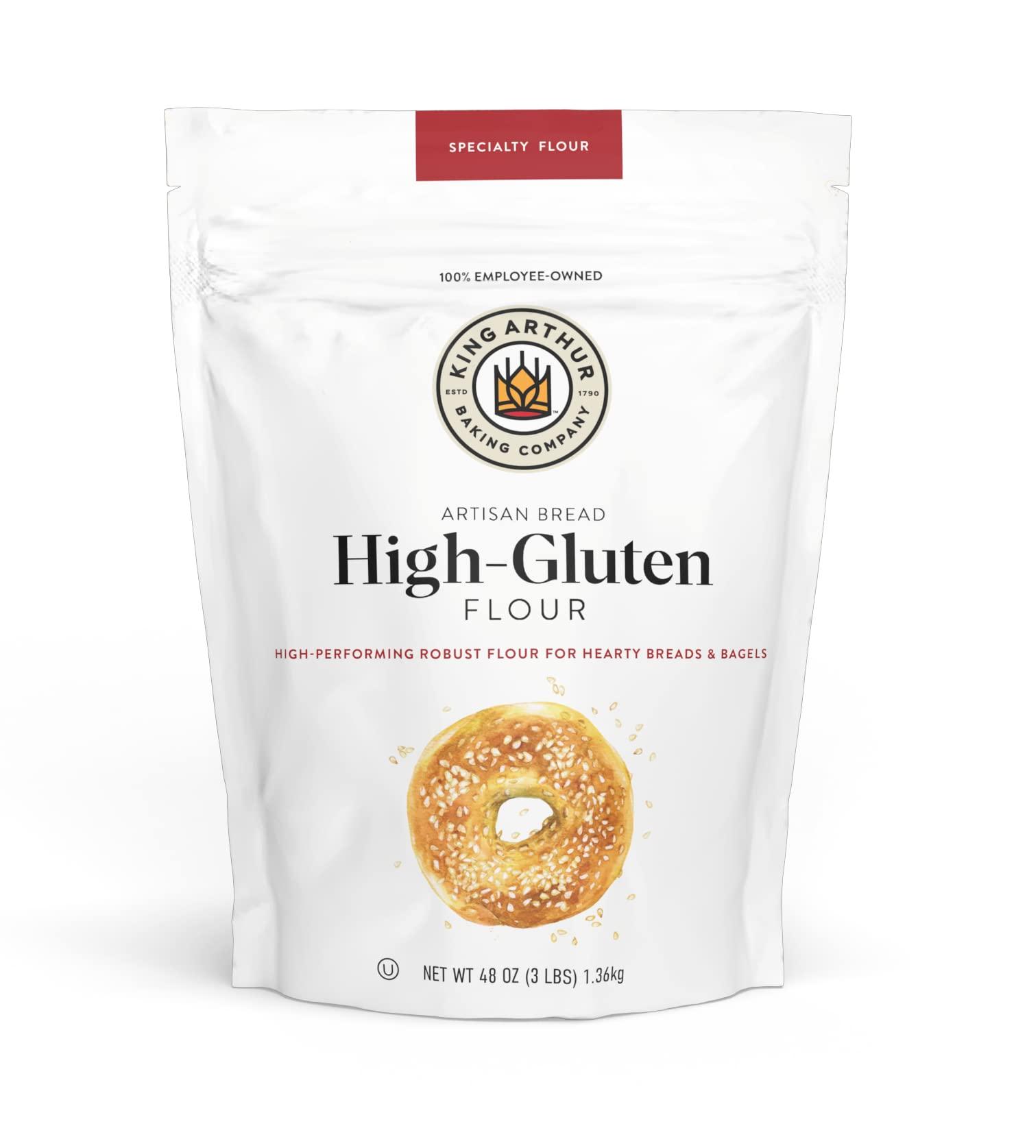 King Arthur King Arthur High Gluten Flour, Contains Wheat Flour (wheat flour, malted barley flour) High Protein, 3 lb, White, 48 Ounces