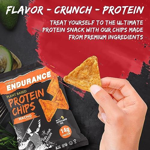natural ENDURANCE Natural Endurance Protein Chips - Low Carb Chips, High Protein Snack, Vegan Protein with Avocado Oil, 14g Protein Per Bag, Gluten Free, Birthday Cake Flavor - 1.38 oz Bags (Pack of 12)