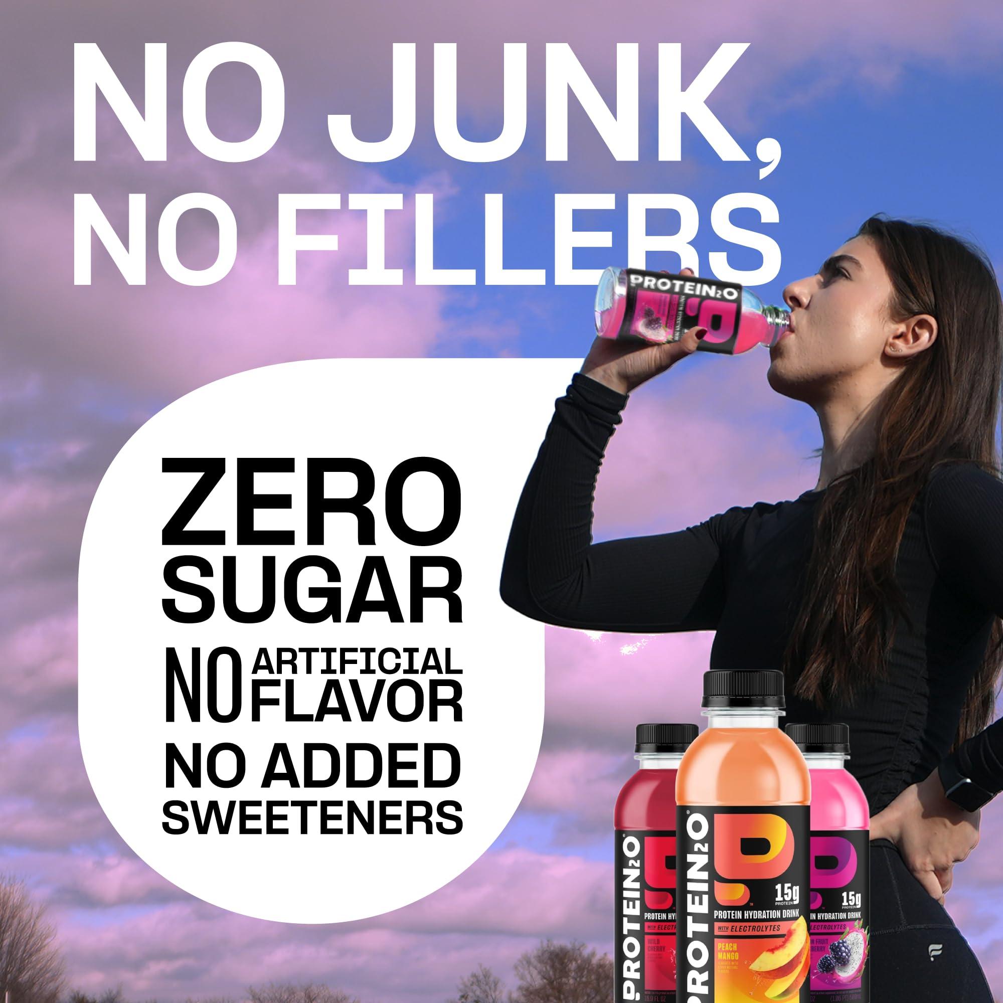 Protein2o Protein2o Hydration Drink - 2-in-1 Liquid Clear Whey Protein Isolate and Electrolyte Drink - 15g Protein, Vitamins B5, B6 - Post-Workout Recovery - 16.9 Fl Oz - 12 Count Flavor Fusion Variety Pack