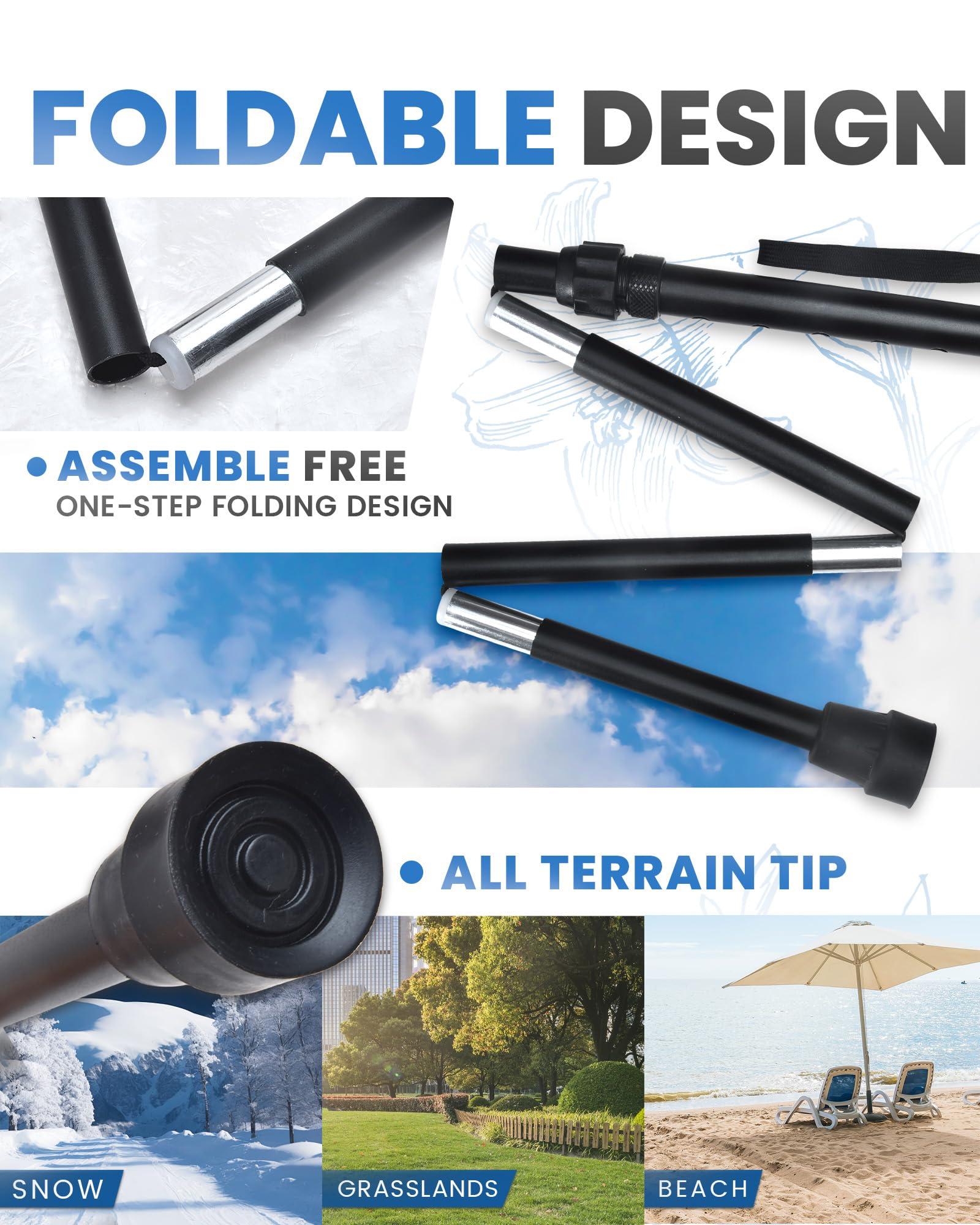 Sangohe Sangohe Walking Cane for Men & Women - Walking Stick with Adjustable Height, Durable Rubber Feet Tip, Travel Bag - Folding Canes for Stability - Walking Sticks for Seniors & Adults, Black, 929C