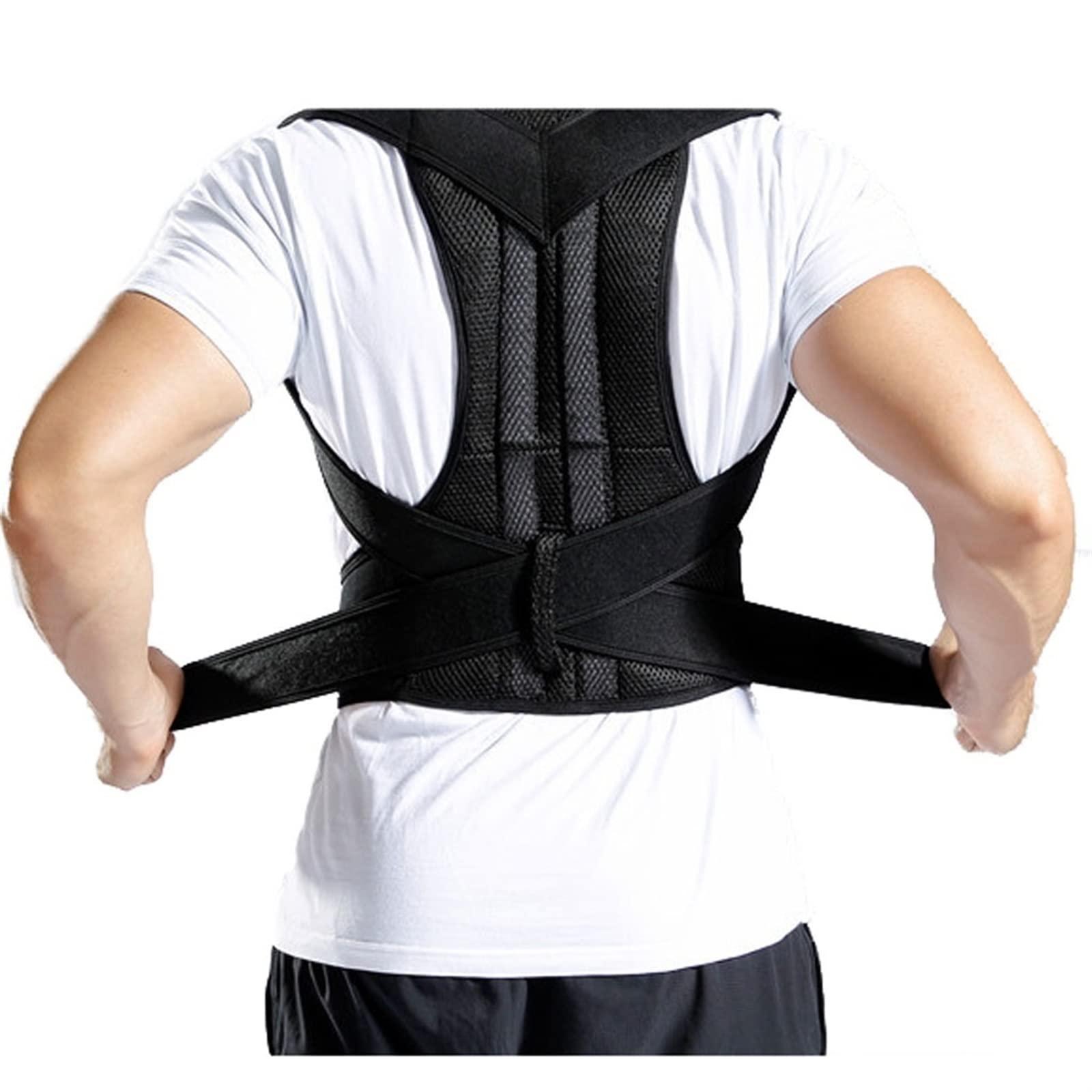 NEWCES XS-5XL Large Size Posture Correction Belt Back Support for Student Teenagers Men Women Pain Relief Waist Trimmer Belt Shoulder Lumbar Support Breathable Back Brace ( Color : Black , Size : XXXXL/XXXXL