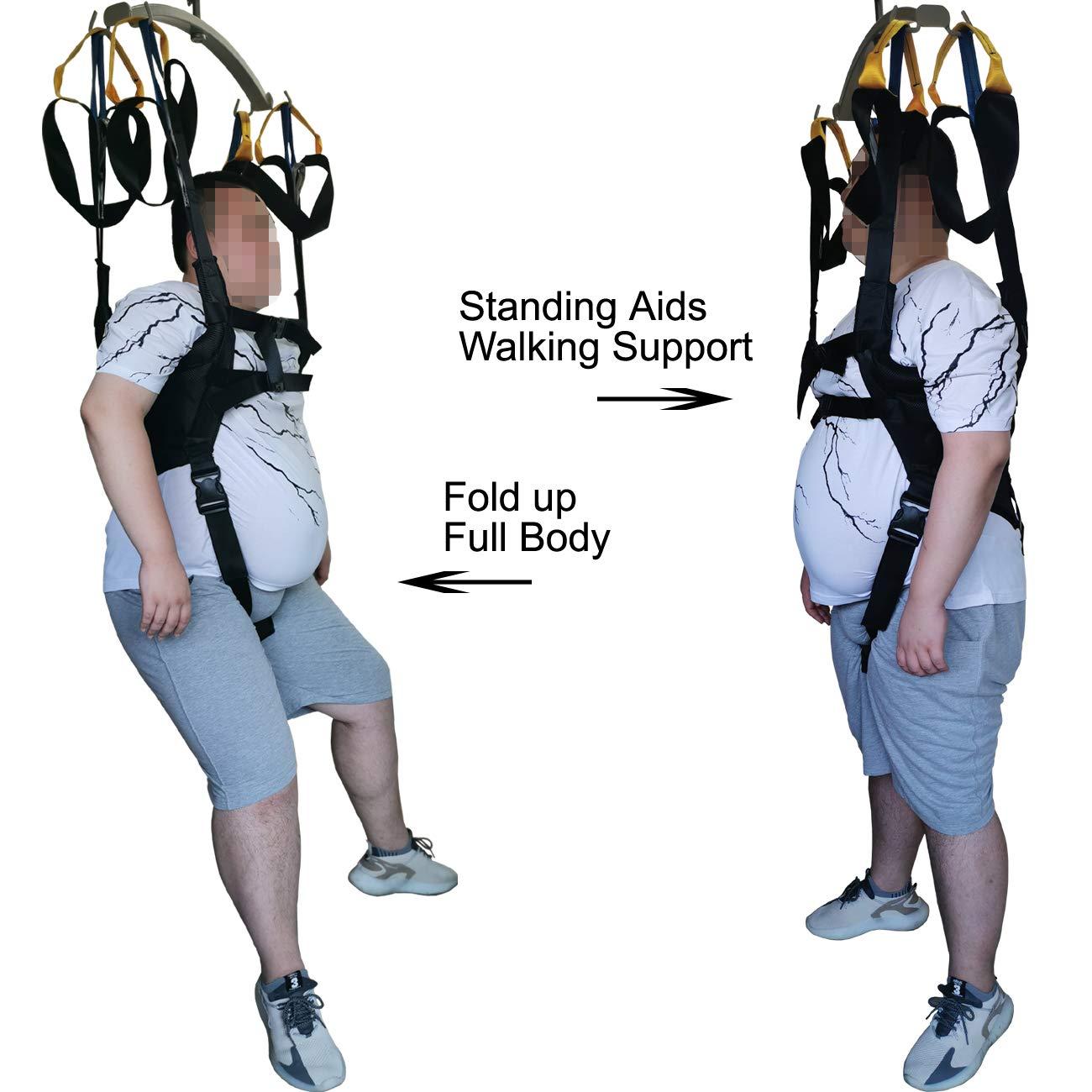 AmyBy Patient Lift Standing Aids Walking Toileting Sling Medical Transfer Belt Fold Up Invalid Full Body Adjustable Strap Support Leg Foot Bariatric Exercisers with Commode Opening Free Black AmyBy