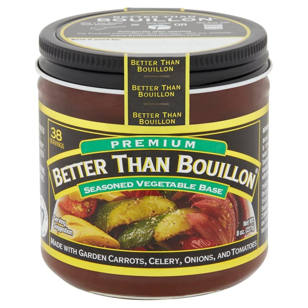 Better Than Bouillon Better Than Bouillon Premium Seasoned Vegetable Base, Blendable Base for Added Flavor, 38 Servings Per Jar (8 Ounce (Pack of 4))