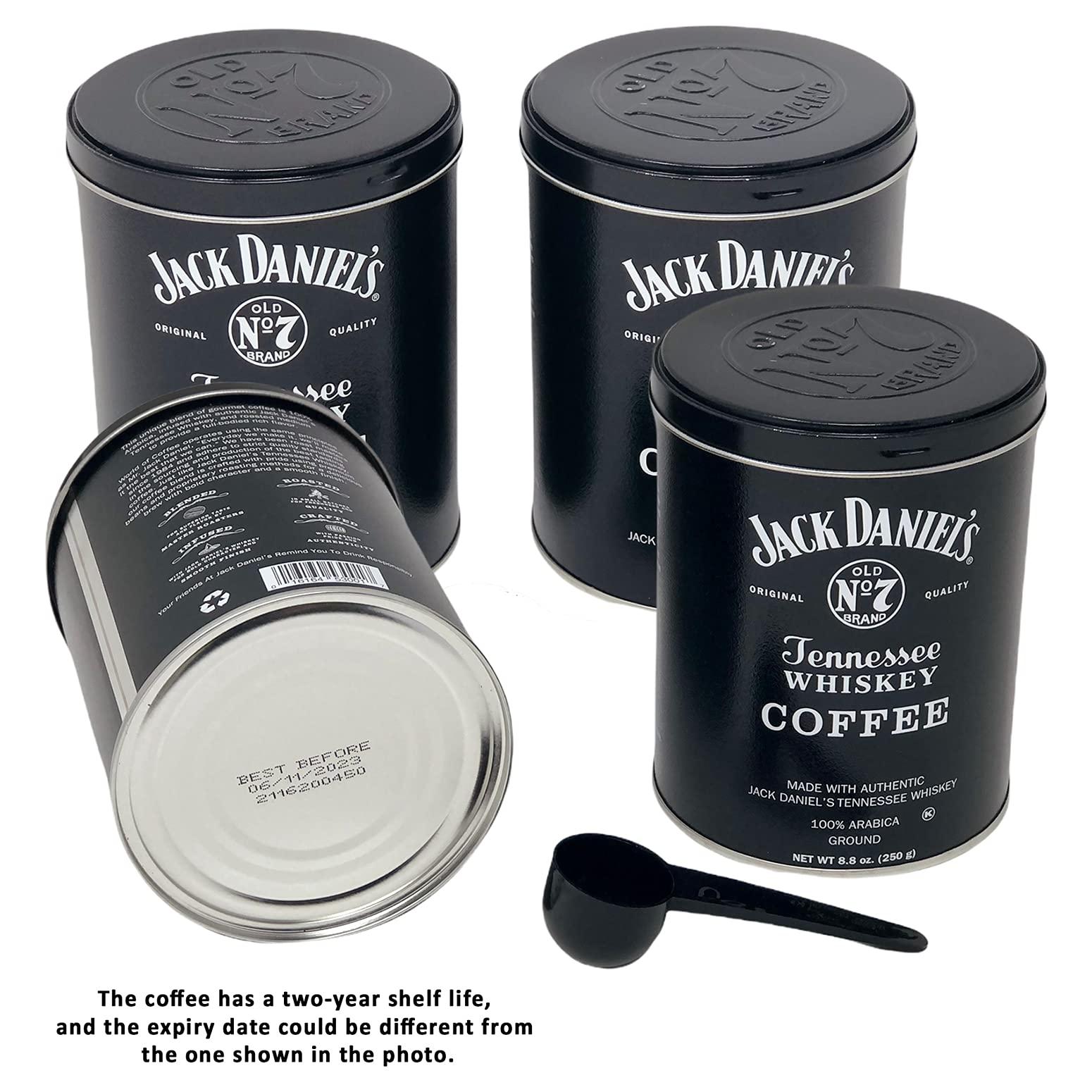 Lara's Gourmet Passions Jack Daniels Coffee (4 Pack, 8.8oz Each) Bundled with Complimentary Measuring Spoon - 100% Arabica, Medium Roast, Ground Gourmet Coffee, Kosher