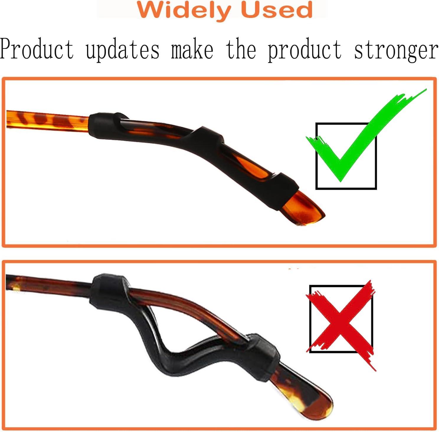 MOLDERP MOLDERP Eyeglass Ear Cushions - Soft Silicone Glasses Ear Grip Temple Tips Eyeglass Pads Anti Slip Eyeglasses Ear Hook Comfort Sport 7 Pairs (L-black, all)