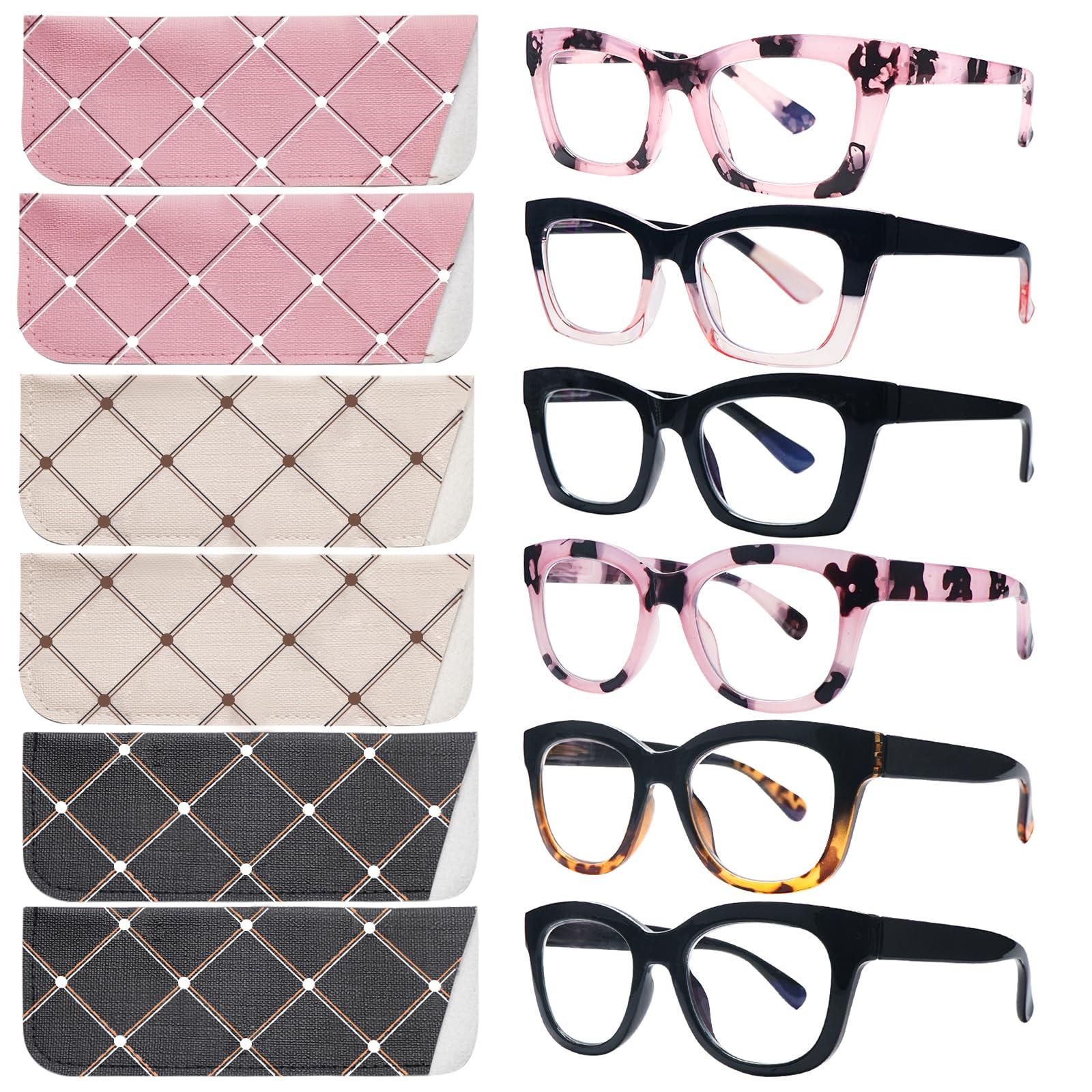 SIGVAN SIGVAN 6 Pack Oprah Style Reading Glasses Blue Light Blocking Square Computer Spring Hinge Readers for Women (6 Mix-5, 4.0, multiplier_x)