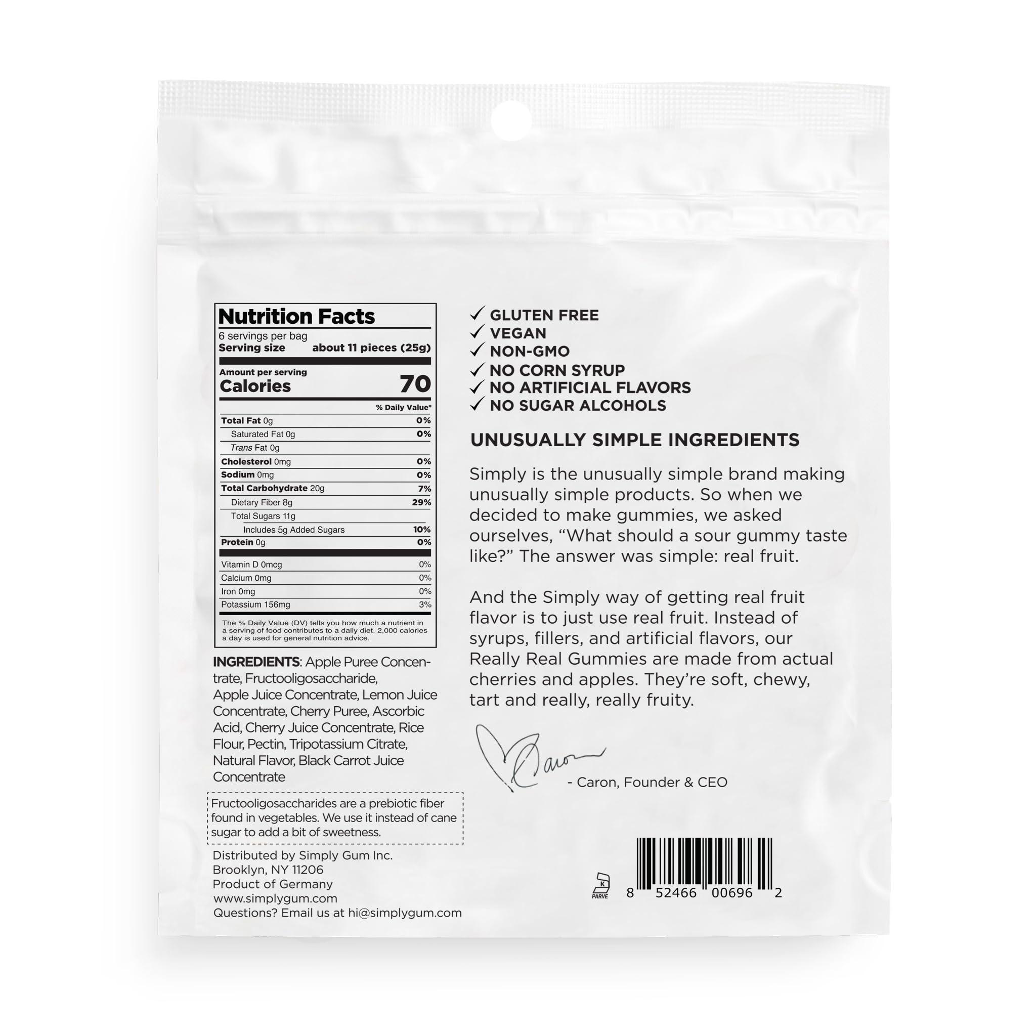 Generic S.imply Gum Bites Fruit Sour Apple Cherry 5.3 oz (Pack of 6)