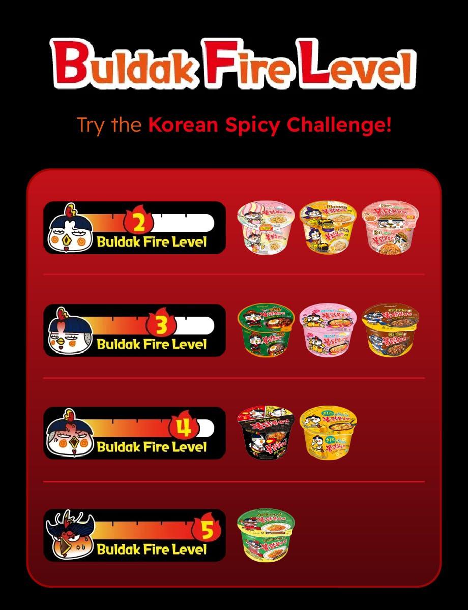 Q.REST ***12 types of Buldak character Hochi stickers***+ Rose Buldak stir-fried noodles Big Bowl 2 Pack + Buldak Sauce 2 Stick + wooden chopsticks 2 pairs - Korean Food Spicy Cup Ramen