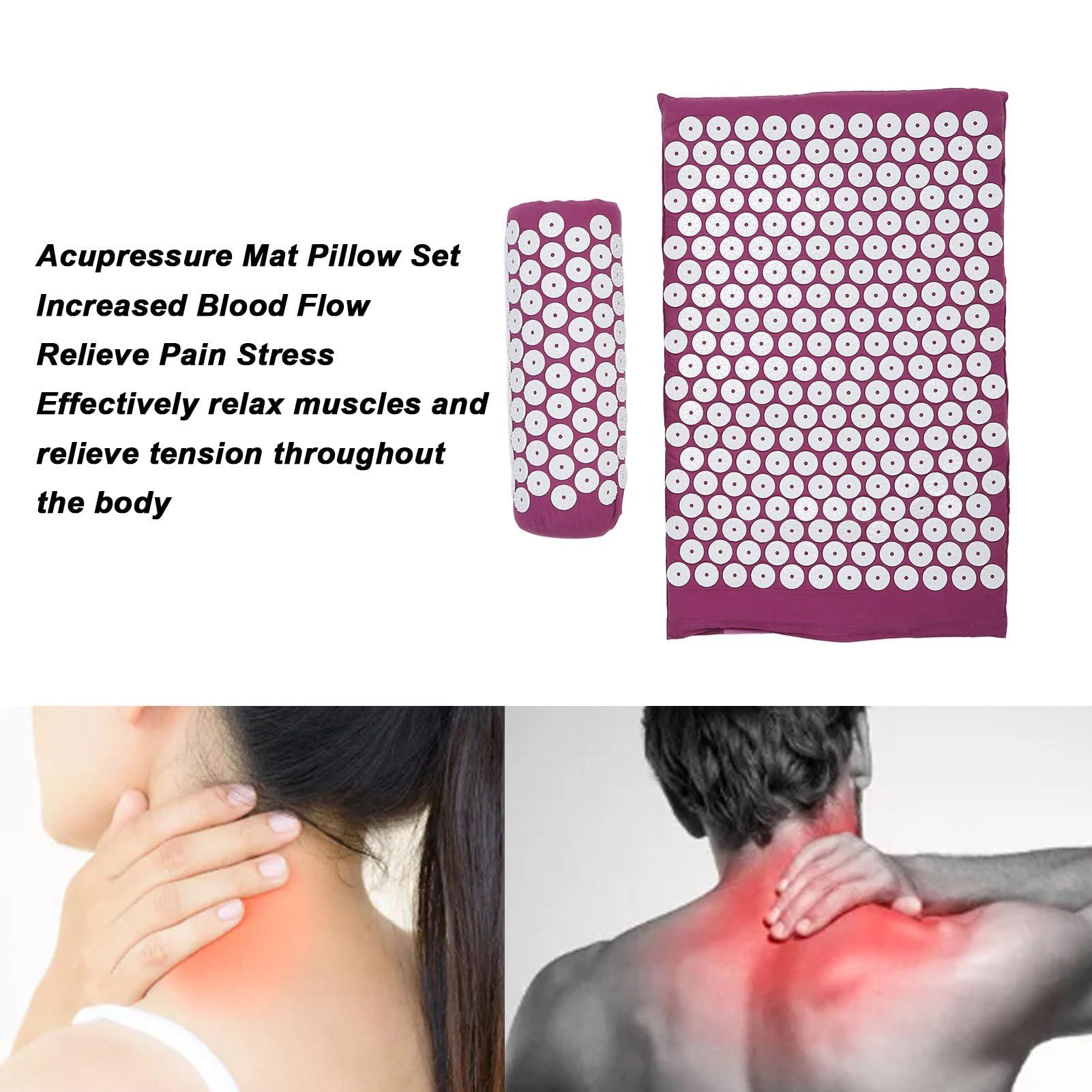 Yosoo Acupressure Mat Pillow Set Acupressure Pillow Muscle Relaxation Acupressure Mat Acupressure Massage Pad Acupressure Mat Pillow Set for Muscle Relaxation and Stress Reduction