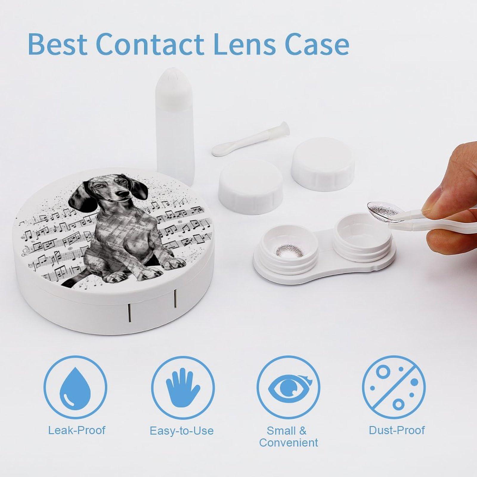 QWHJK QWHJK Contact Lens Case,Dachshund Music Notes Print Plastic Contact Lens Case,contact Lens Care Box,ontact Lens Travel Box