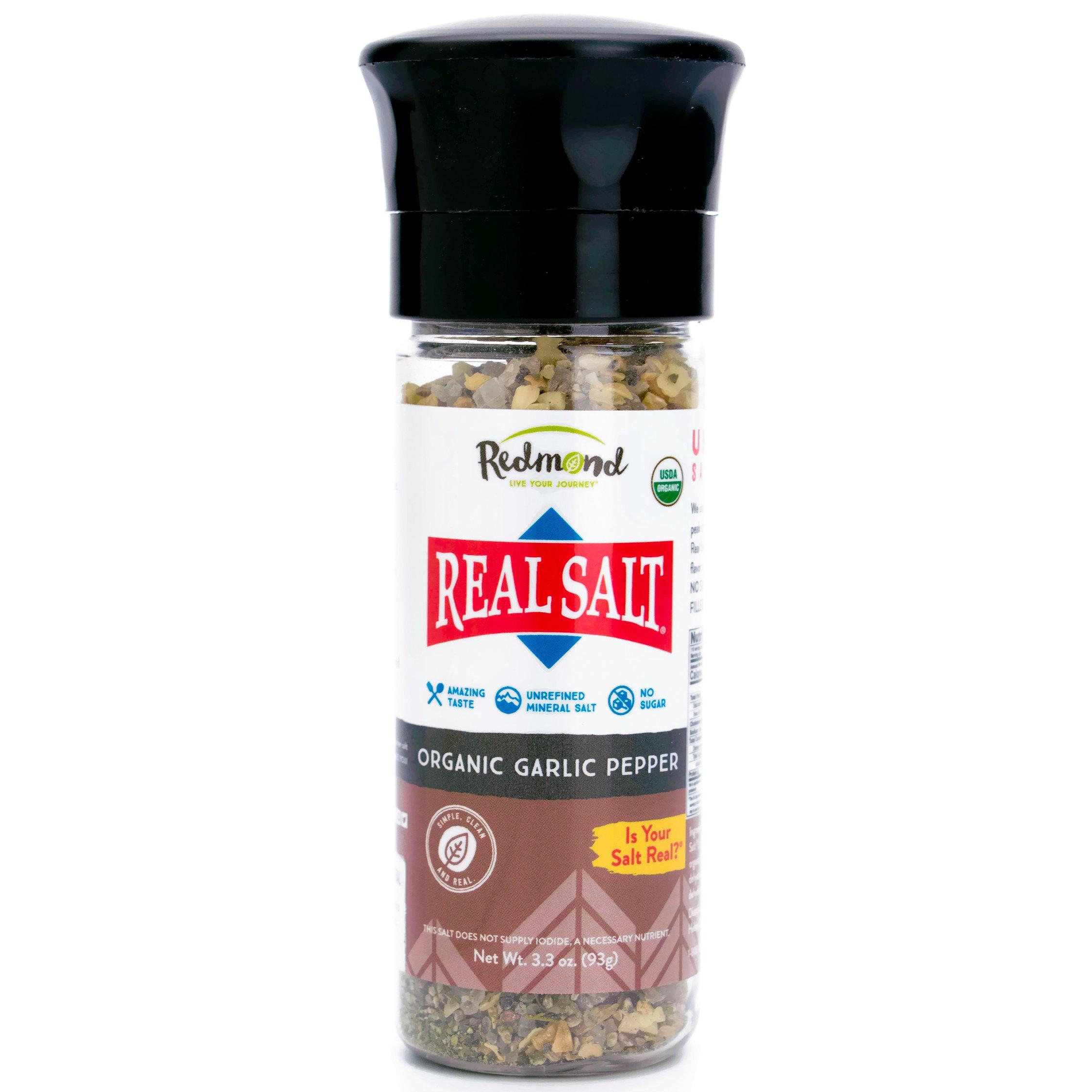 REDMOND Redmond Real Sea Salt - Natural Unrefined Organic Gluten Free, Garlic Pepper Grinder