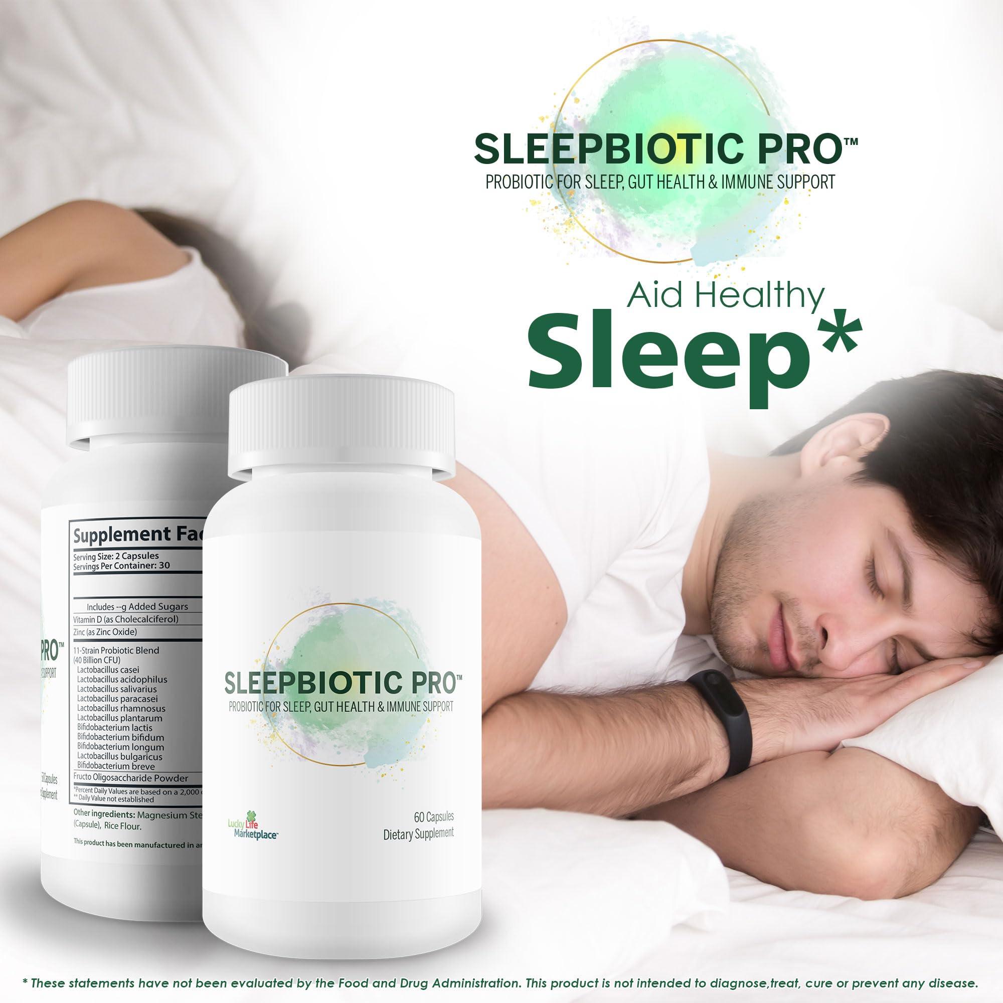 Lucky Life Marketplace Sleepbiotic Pro - Multi-Strain Probiotic Sleep Support - Aid Gut Health & Immune Support - Promote Relaxation & Sleep Quality with Premium Probiotics - Lactobacillus & Bifidobacterium - 40 Billion CFU