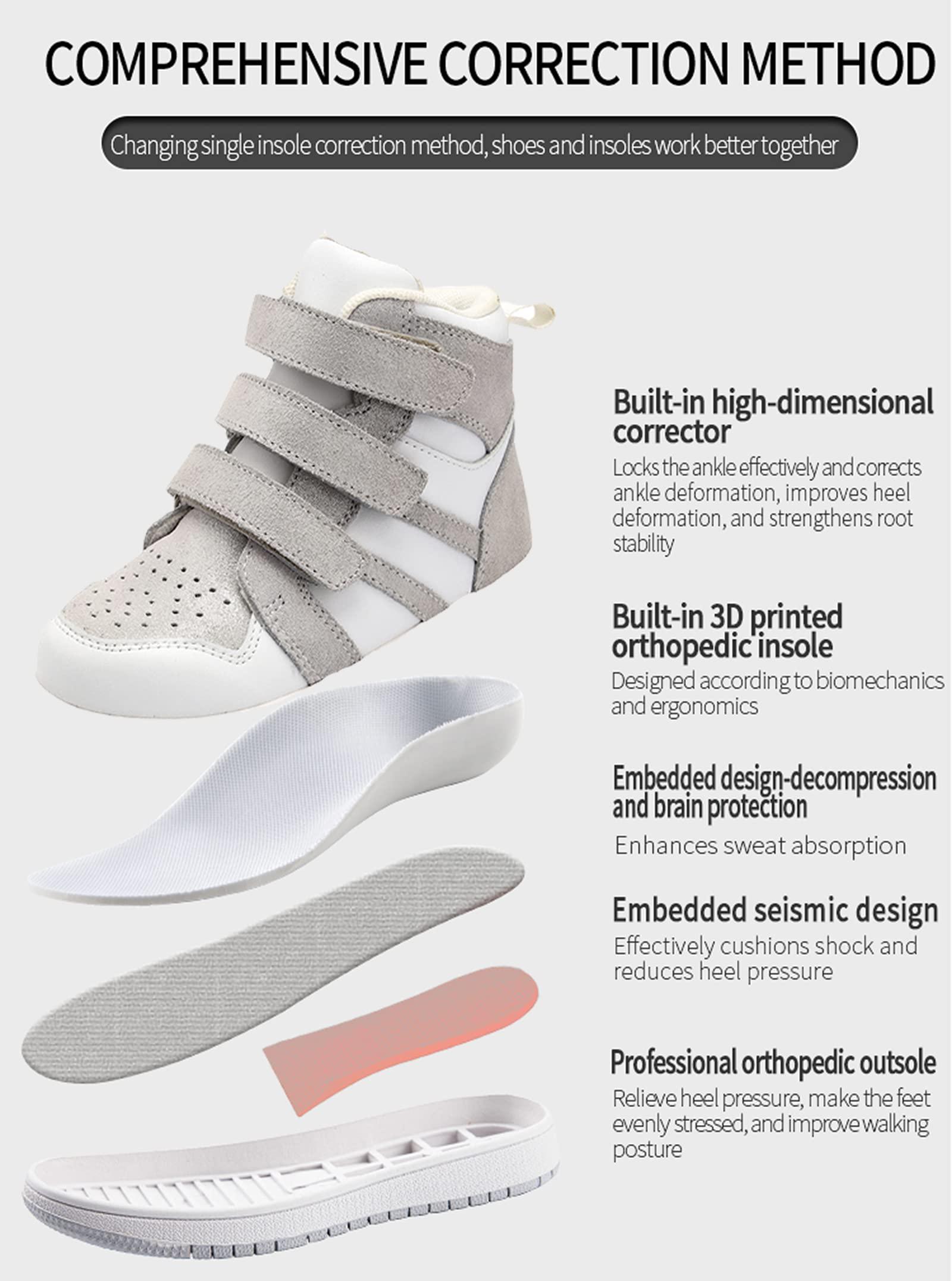 Orthopop Orthopedic Shoes for Kids and Toddlers,Arch and Ankle Support Boots for Girls & Boys to Correct Foot Problems,Anti-Slip Soles