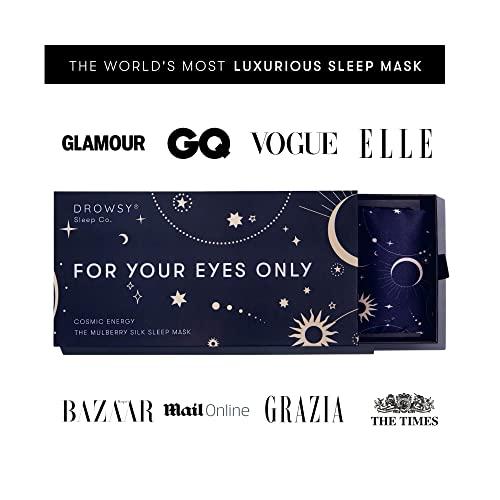 Drowsy DROWSY Silk Sleep Mask. Face-Hugging, Padded Silk Cocoon for Luxury Sleep in Total Darkness. (Cosmic Energy)