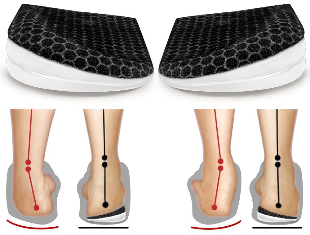 BIGGCOOL BIGGCOOL Corrective Insoles for Supination & Over-Pronation, Orthotics Medial & Lateral Heel Wedge Inserts for Foot Alignment, Bow Legs, Knee Pain (Black-3 Layers, S: Women 4-7.5/Men: 6-7)