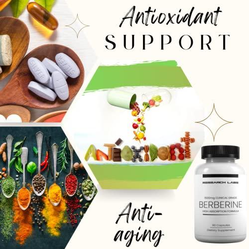 Research Labs Research Labs 1500mg Clinical Grade Berberine High Absorption Formula & BerberQuil™ Support. 90 Total Capsules