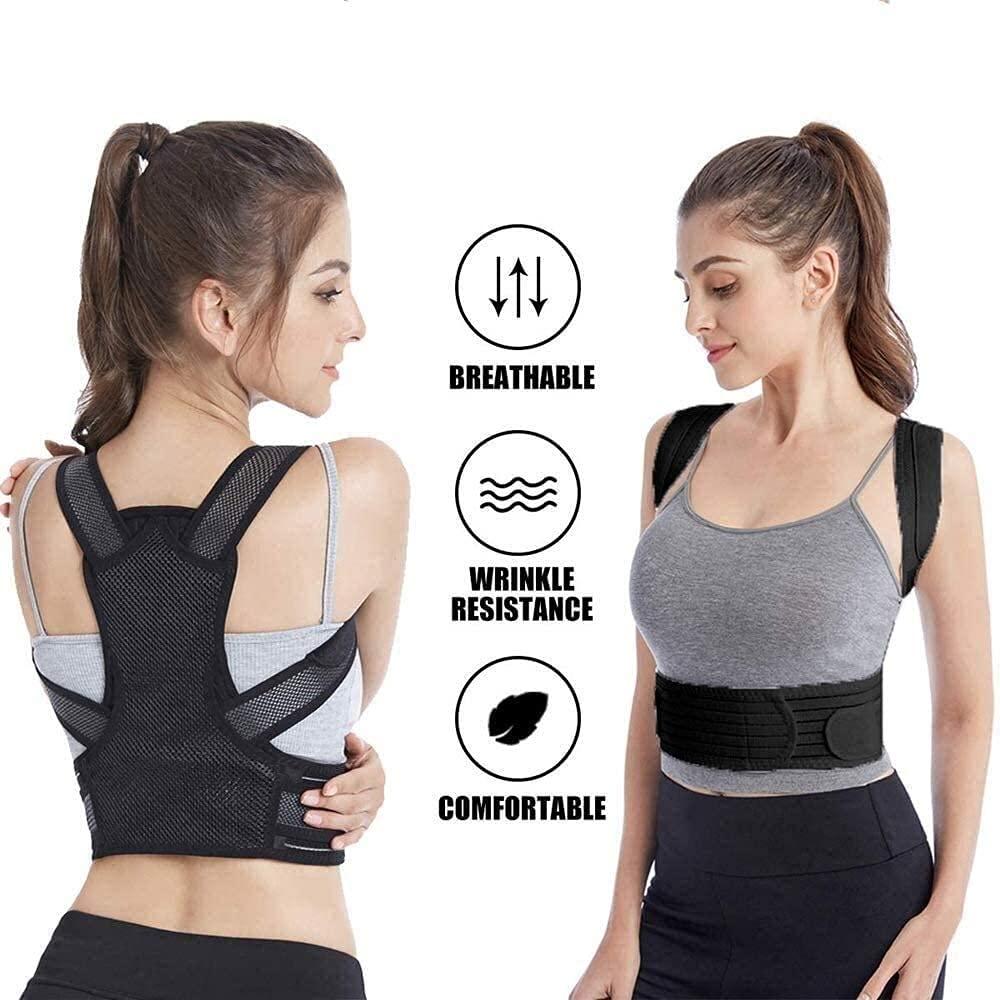 SGUM-SR Posture Corrector for Men and Women Children, Upper Back Brace Posture Clavicle Support, Adjustable Bodywellness Brace Posture Belt Back Strap, Black ()
