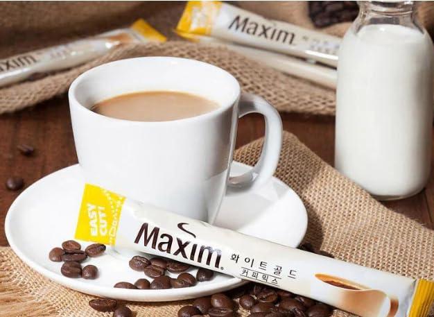 BC233 Korean Coffee Maxim Premium Instant Flavored Coffee Mix Sticks (20 Sticks, White Gold)