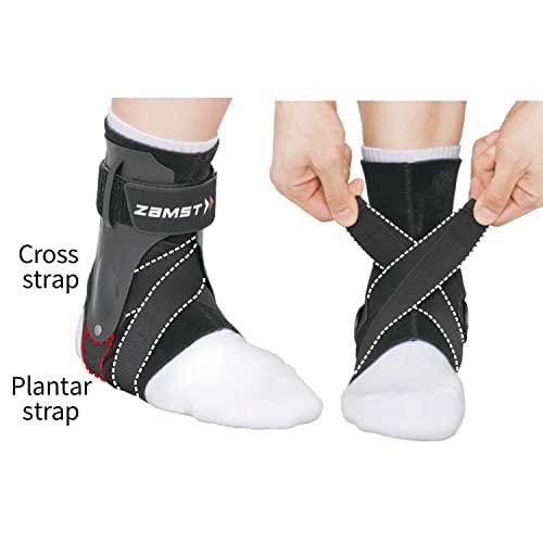 Zamst Zamst A2-DX Sports Ankle Brace with Protective Guards For High Ankle Sprains and Chronic Ankle Instability-for Basketball, Volleyball, Lacrosse, Football-Black, Right, XL