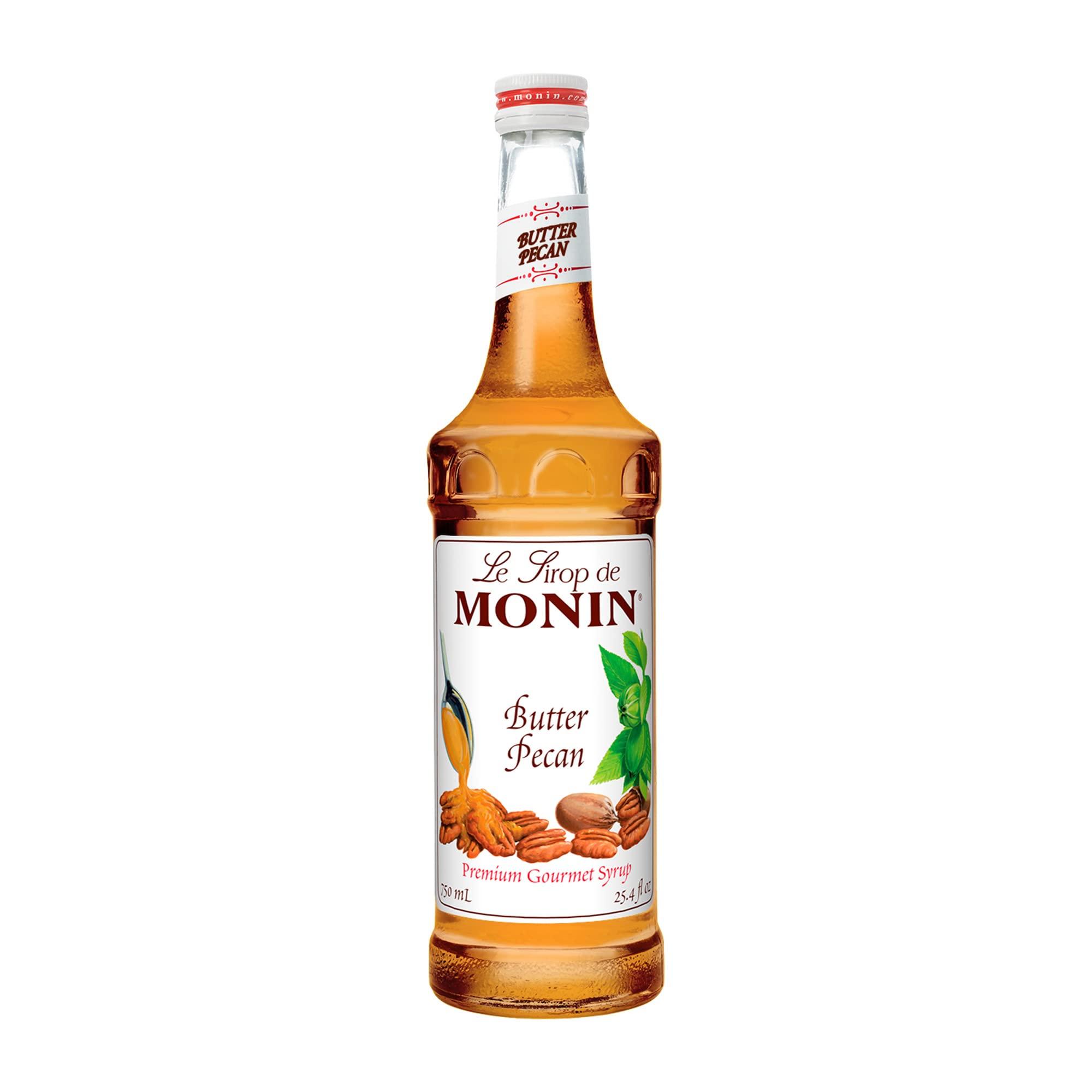 Monin Monin - Butter Pecan Syrup, Smooth Flavor of Roasted Nuts and Vanilla, Great for Milkshakes, Mochas, and Coffees, Gluten-Free, Vegan, Non-GMO, Glass Bottle (750 ml)