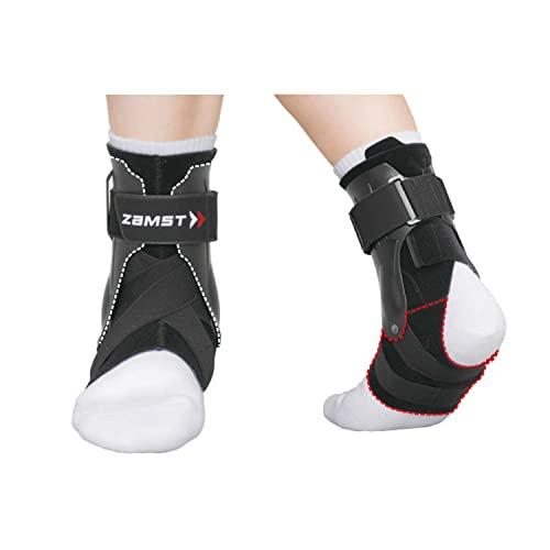 Zamst Zamst A2-DX Sports Ankle Brace with Protective Guards For High Ankle Sprains and Chronic Ankle Instability-for Basketball, Volleyball, Lacrosse, Football-Black, Right, XL