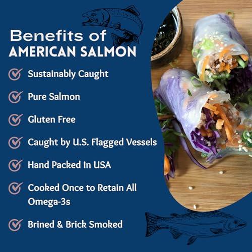 American Tuna Troll Caught Premium Wild Salmon Fish by American Tuna - Smoked Salmon, MSC Certified, & Hand Processed - 6 oz Cans | Pack of 6 | Delicacy for Health and Flavor Enthusiasts!