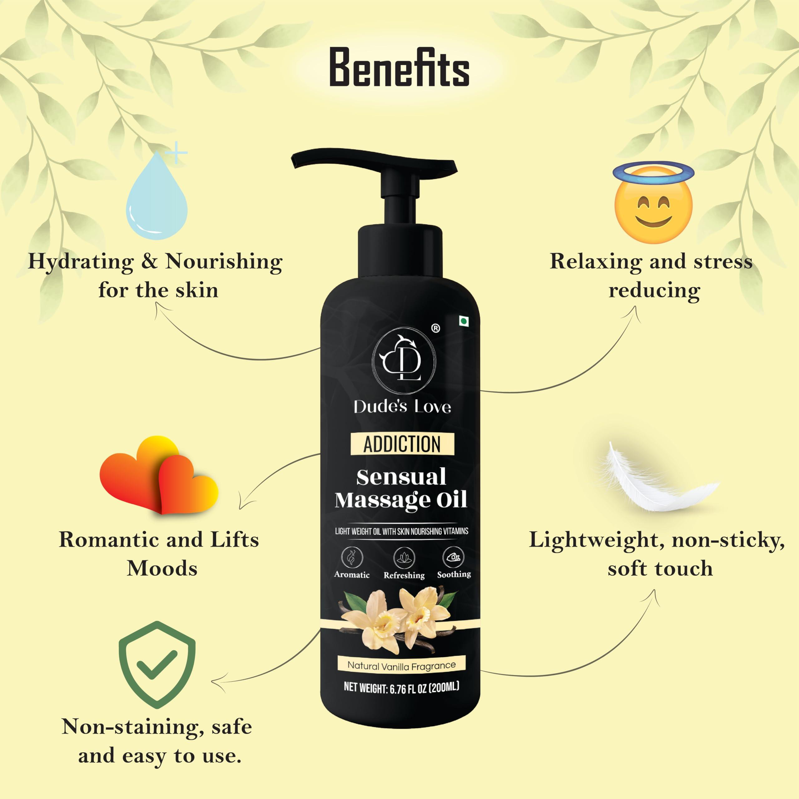 Dude's Love Organic - Edible Aromatic Vanilla Massage Oil | Natural Vanilla & Jasmine with Coconut Oil