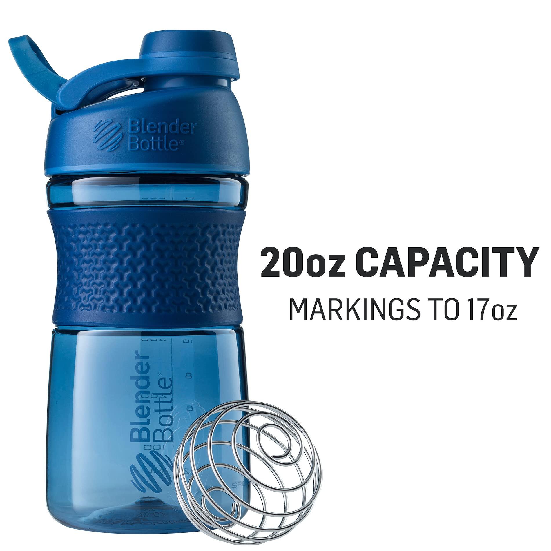 BlenderBottle BlenderBottle SportMixer Shaker Bottle Perfect for Protein Shakes and Pre Workout, 20-Ounce, Plum & 2-in-1 Shaker Bottle and Straw Cleaning Brush, 1 Pack,Gray