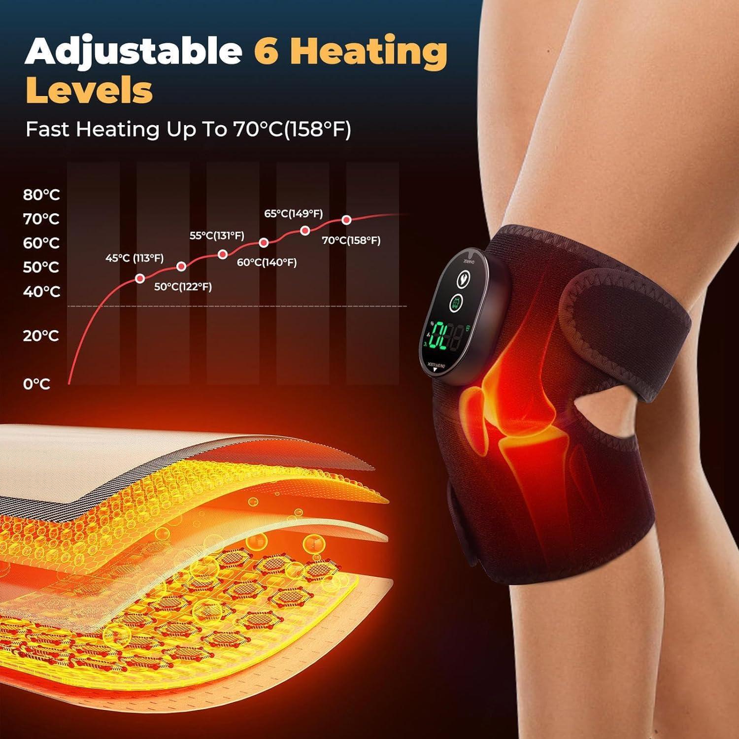 MASKIS MASKIS Knee Massager, Heated Physiotherapy Massager Knee and Shoulder Elbow Brace 3 in 1, Heated Knee Pad USB Support Brace with Velcro Straps,Knee Warmers Wrap for Shoulder Elbow Knee Stress Relief