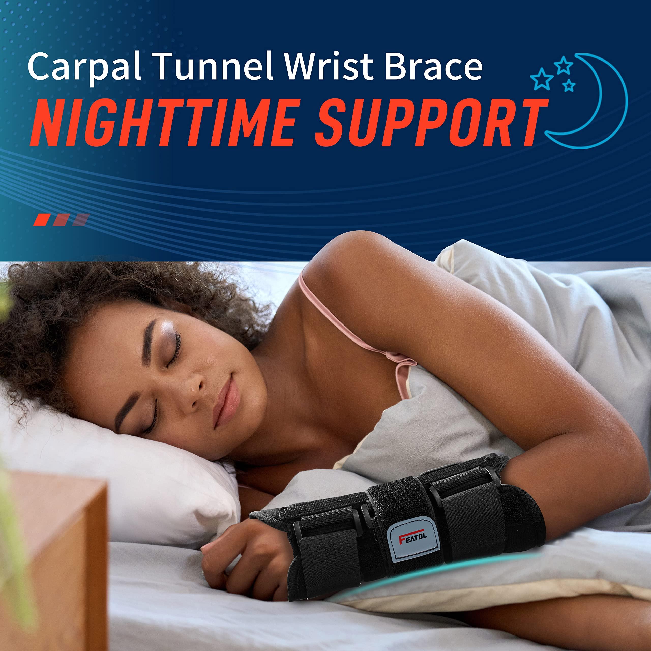 FEATOL FEATOL 2 Pack Wrist Brace for Carpal Tunnel Relief, Adjustable Wrist Support Brace with Metal Splints Both Hands, X-SmallArm Compression Hand Support for Arthritis, Tendonitis, Sprain, Injuries, Wrist Pain,Right and Left
