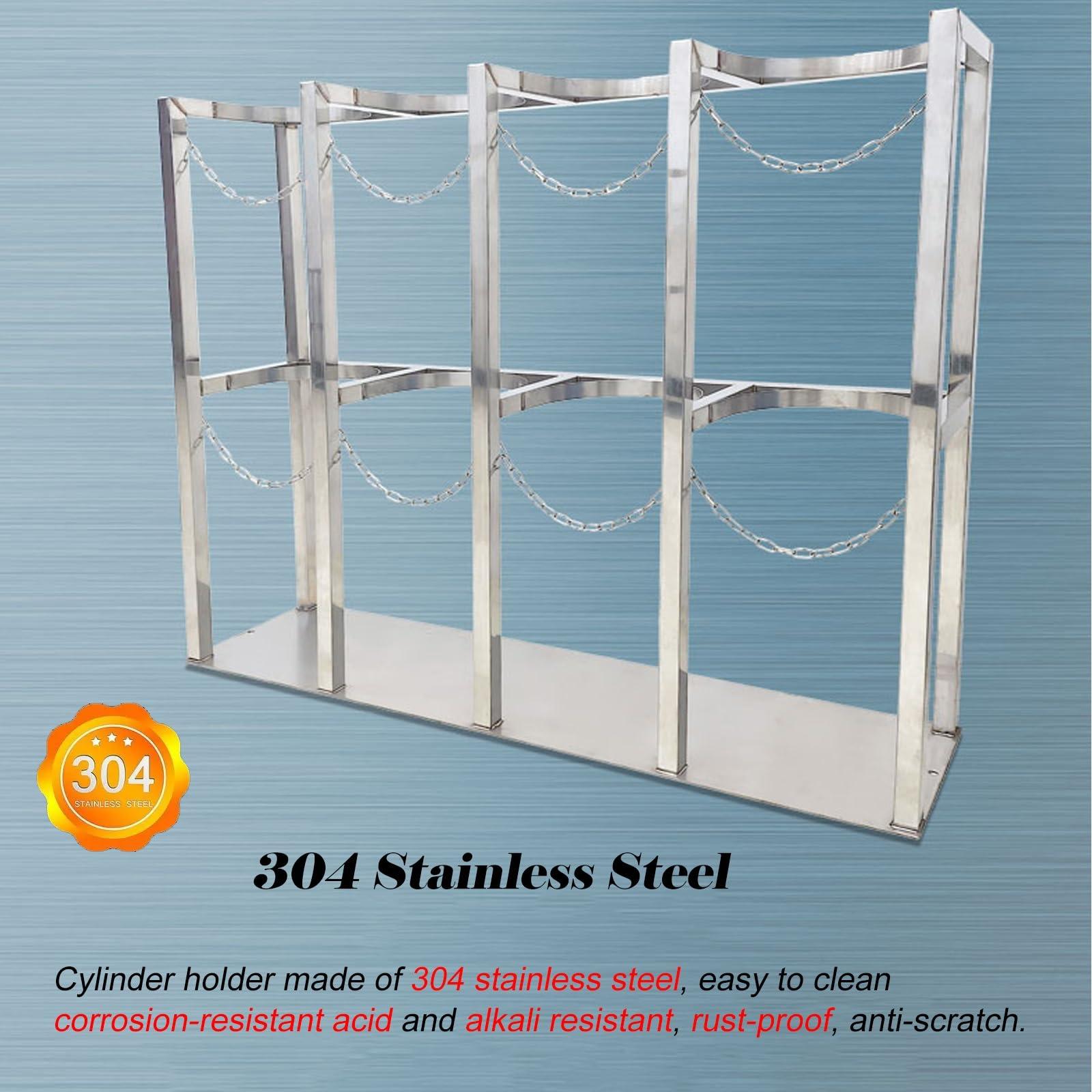 MZZKFC MZZKFC 40 60 100 CM Heigh Gas Cylinder Organizer Shelf with Protective Chain, 304 Stainless Steel Gas Cylinder Storage Rack, Factory/Lab Gas Cylinder Holder(Inlet 6.3 in-8.7 x 7.9 x 15.7 in)