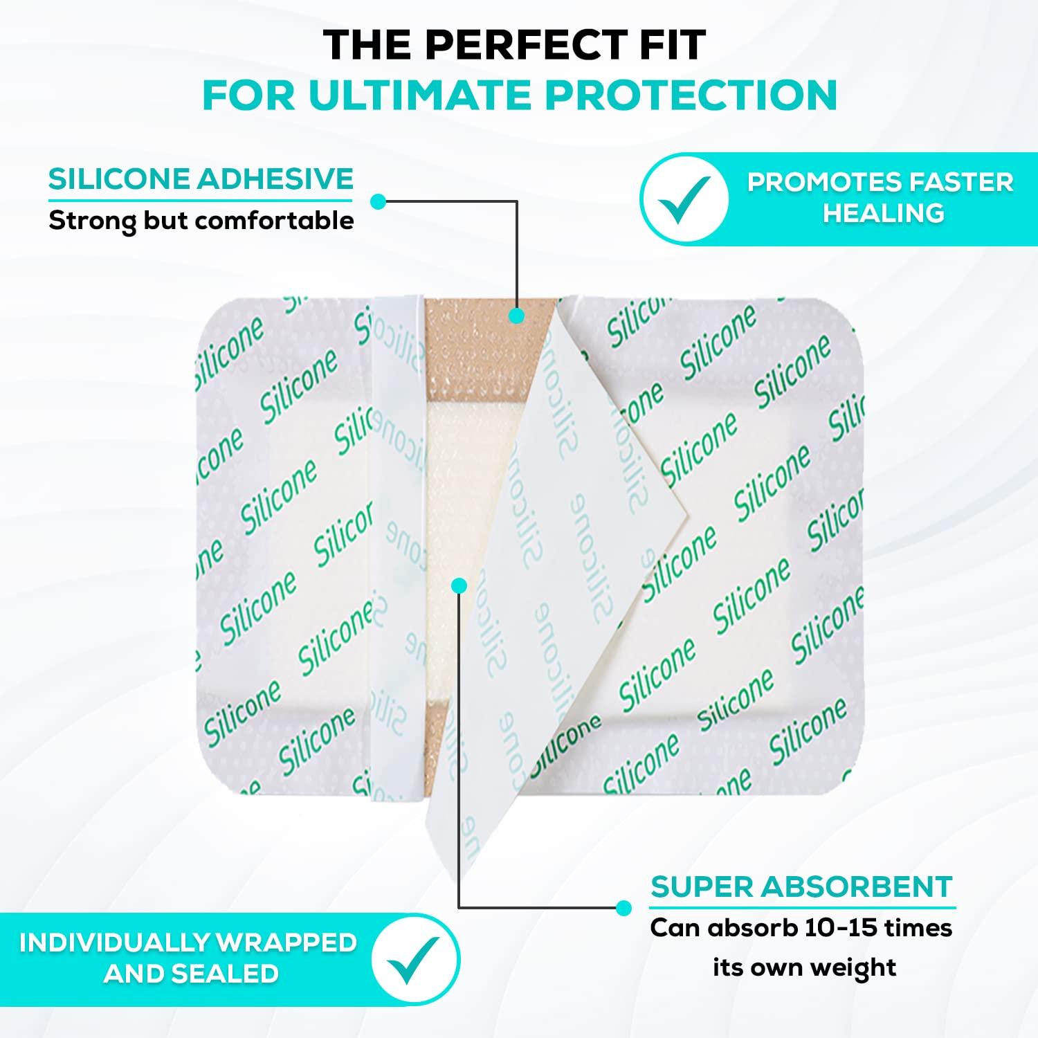 MedVance MedVanceTM Silicone - Bordered Silicone Adhesive Foam Dressing Size 6X8 (4.4\"x 6.4\" Pad) Box of 5 dressings