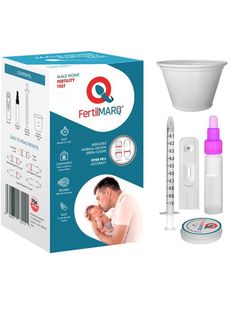 FERTILMARQ Fertility Test for Male, Home Sperm Test Kit for Men | Indicates Normal or Low Sperm Count | Convenient Accurate and Private | Easy to Read Results
