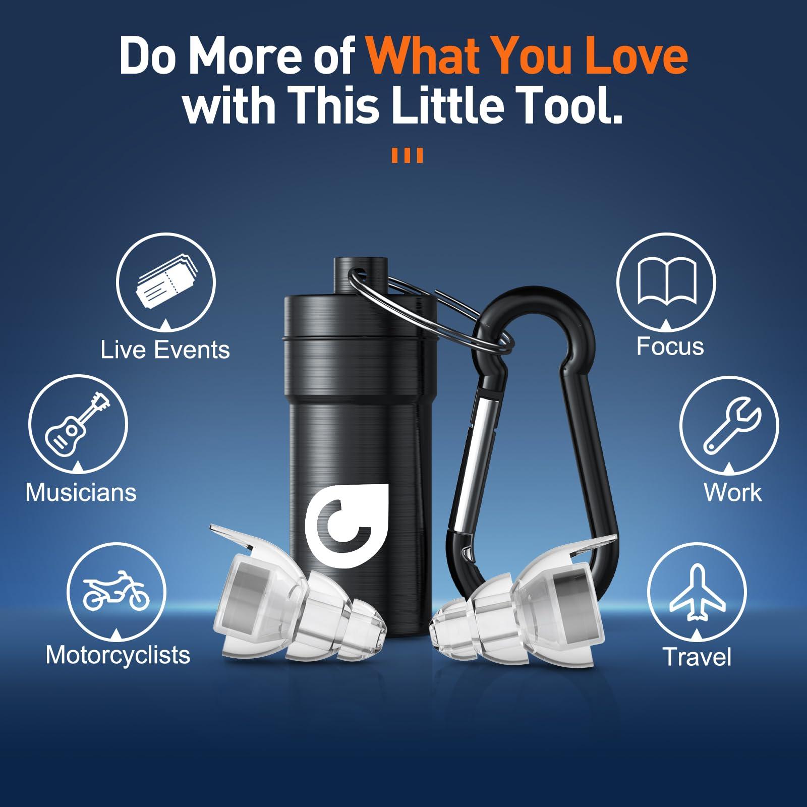 Reure Reure High Fidelity Concert Ear Plugs, Noise Cancelling Silicone Ear Plugs 2 Pairs Great for Concerts Loud Music, Musicians, Motorcycles, Airplanes, Raves, Hearing Protection -20 dB